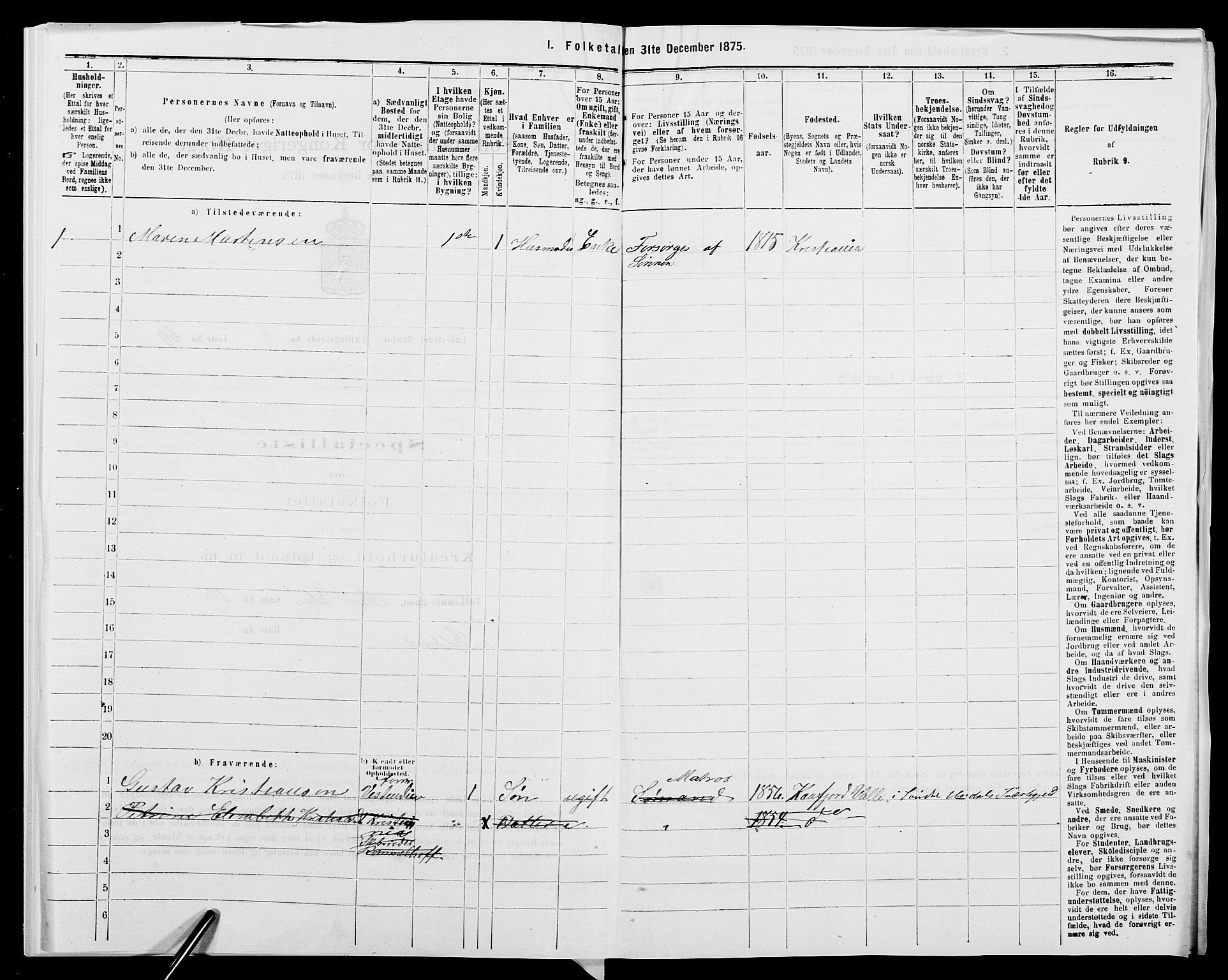 SAK, 1875 census for 1002B Mandal/Mandal, 1875, p. 156