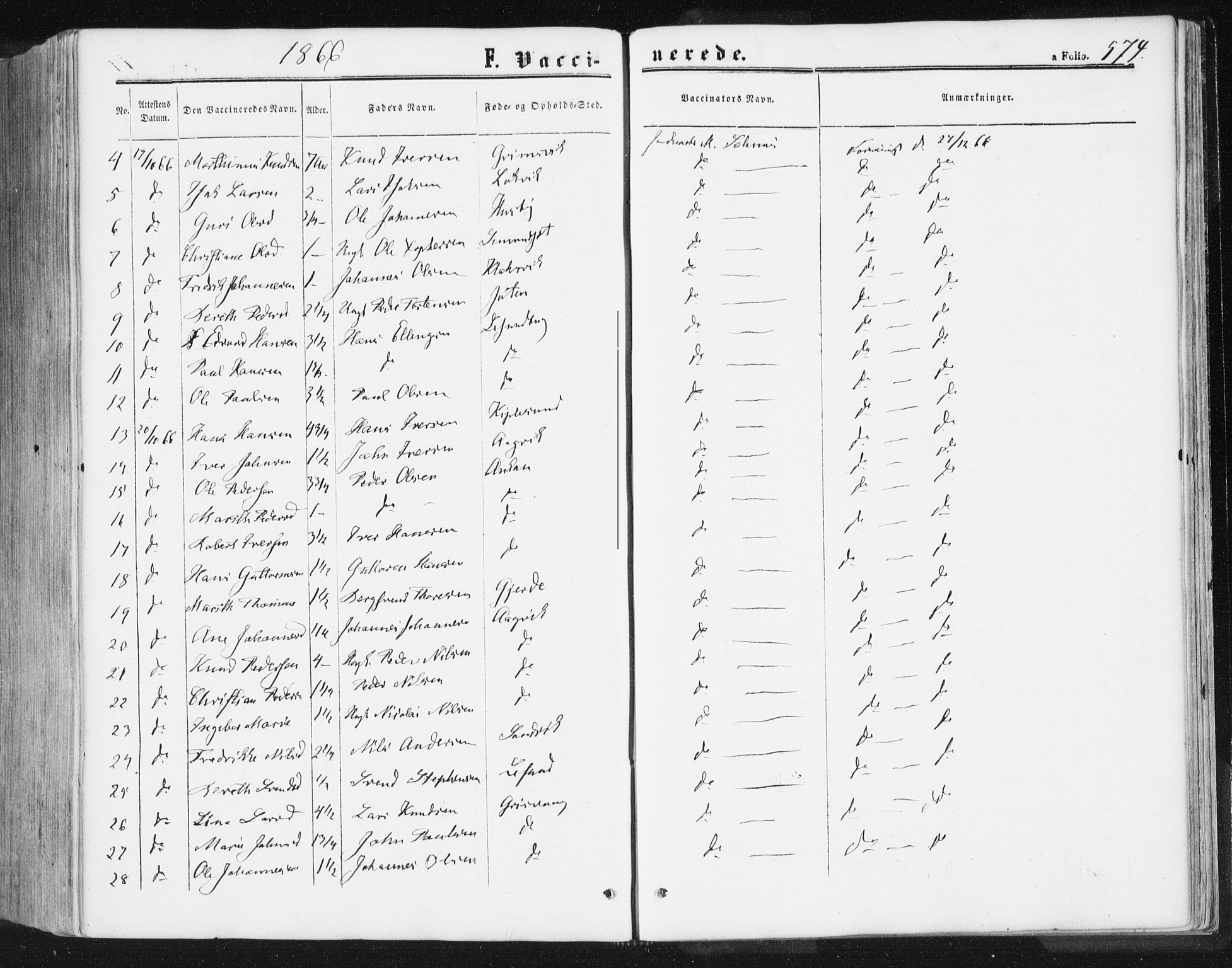 Ministerialprotokoller, klokkerbøker og fødselsregistre - Møre og Romsdal, AV/SAT-A-1454/578/L0905: Parish register (official) no. 578A04, 1859-1877, p. 574