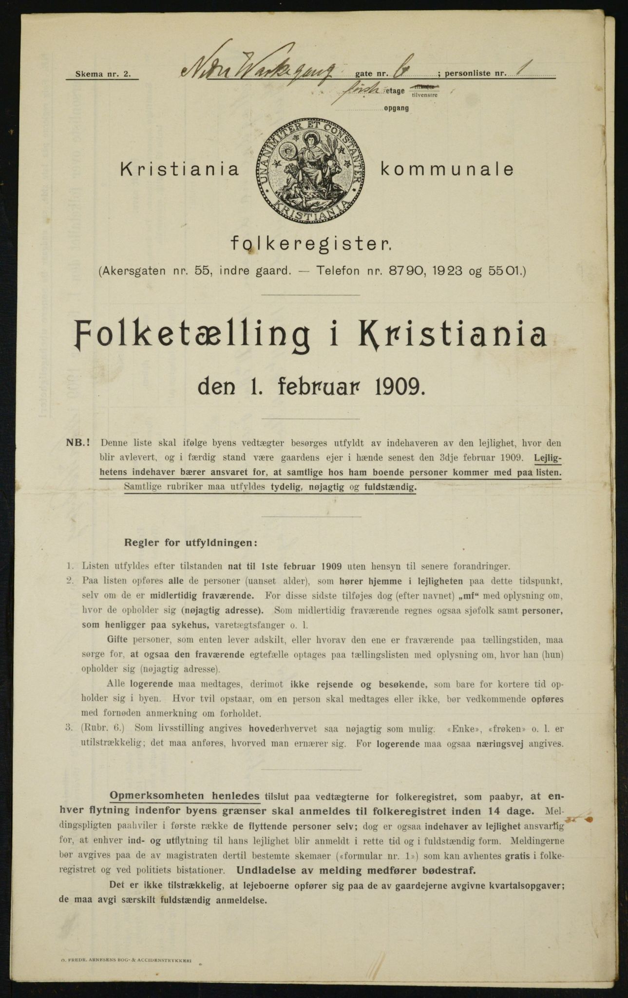 OBA, Municipal Census 1909 for Kristiania, 1909, p. 63041