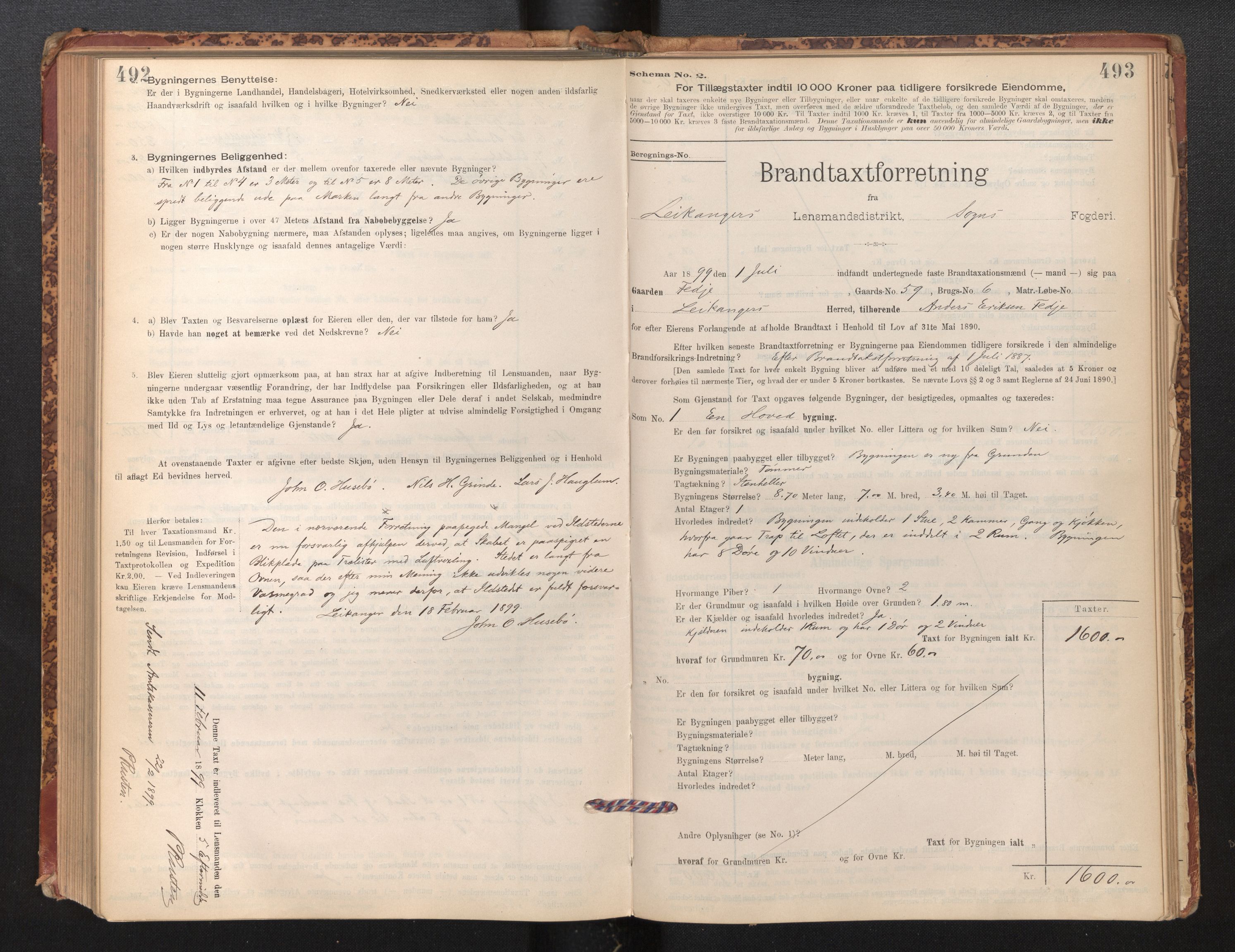 Lensmannen i Leikanger, AV/SAB-A-29201/0012/L0004: Branntakstprotokoll, skjematakst, 1894-1903, p. 492-493