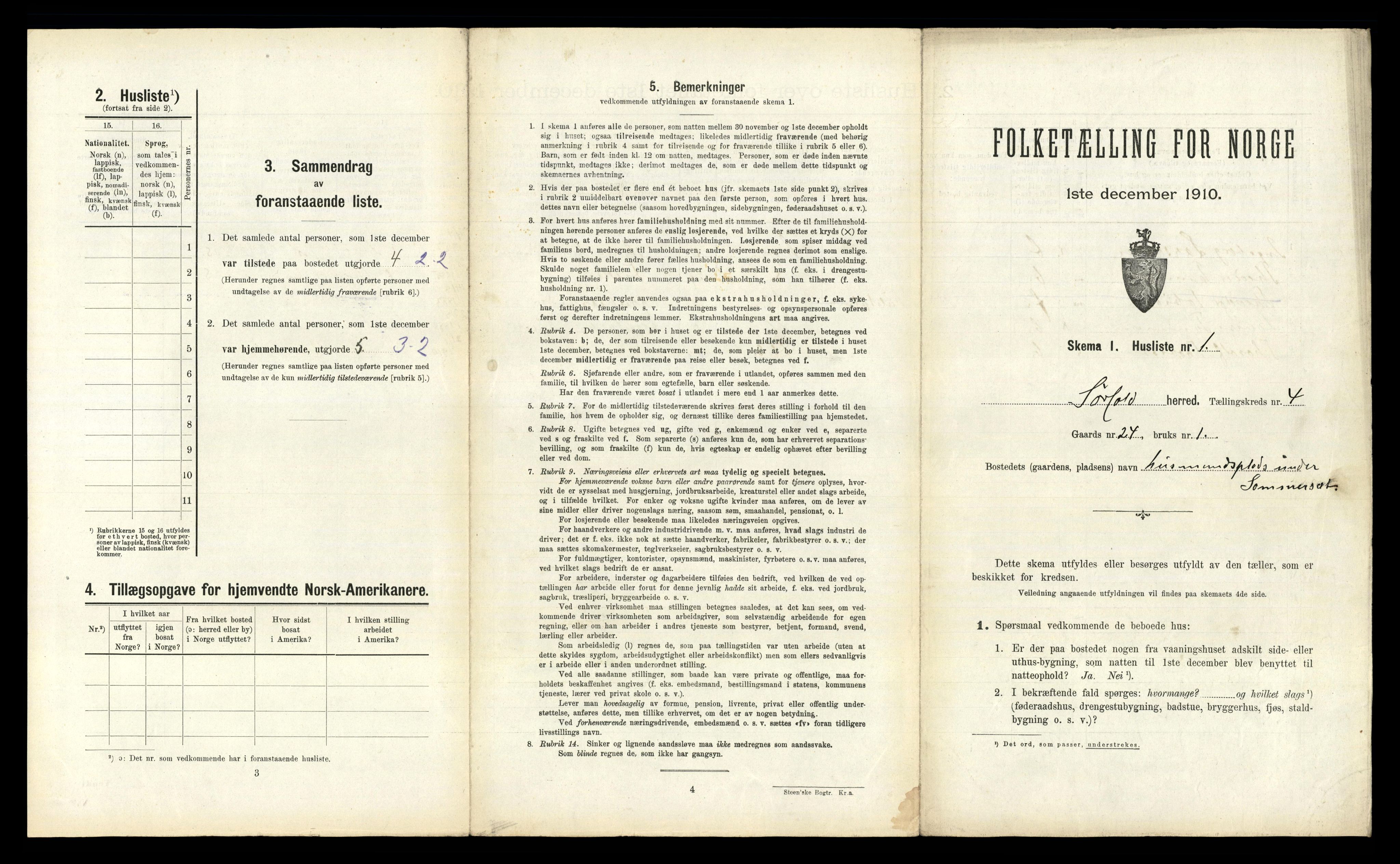 RA, 1910 census for Sørfold, 1910, p. 282