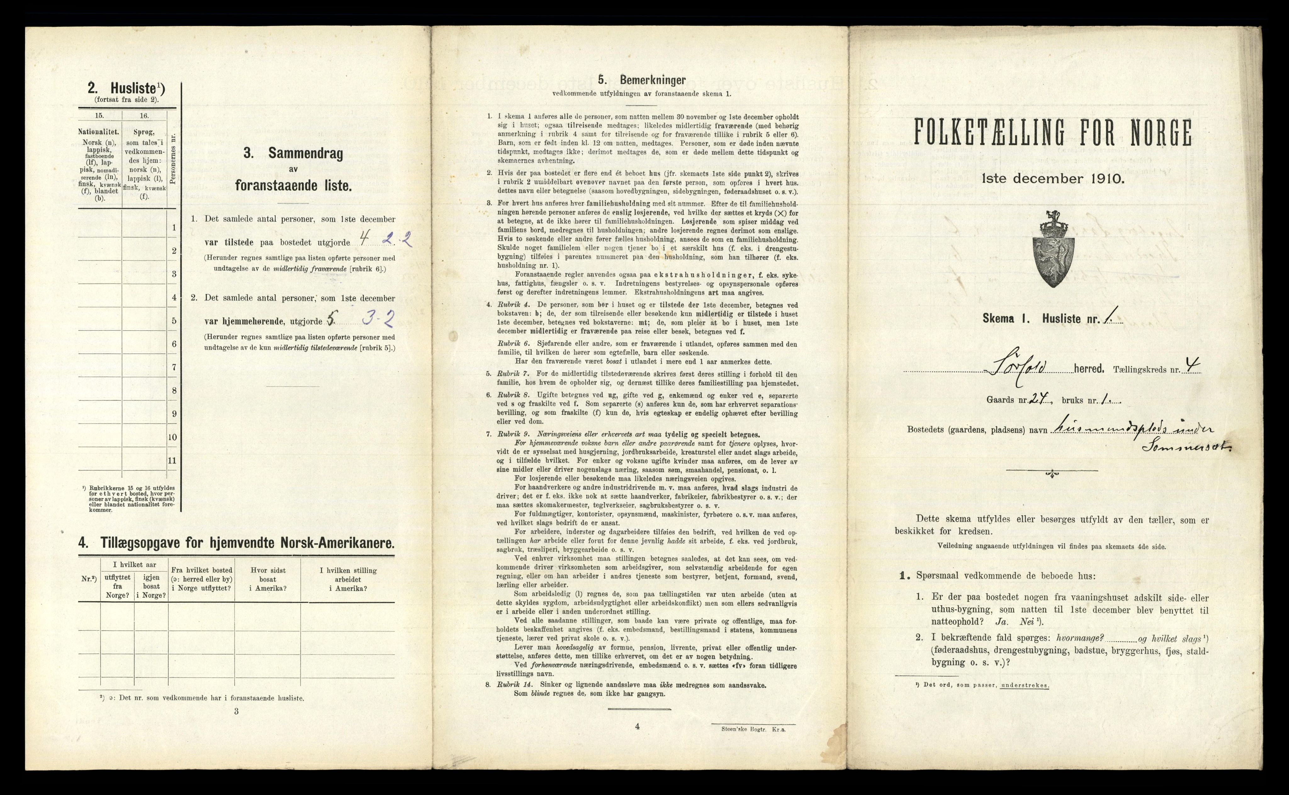 RA, 1910 census for Sørfold, 1910, p. 282