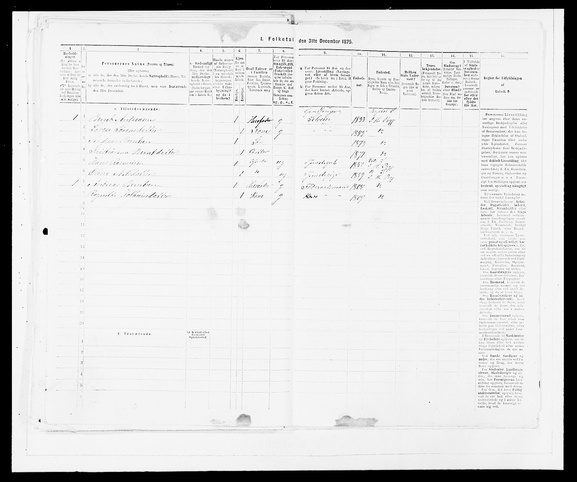 SAB, 1875 census for 1430P Indre Holmedal, 1875, p. 289