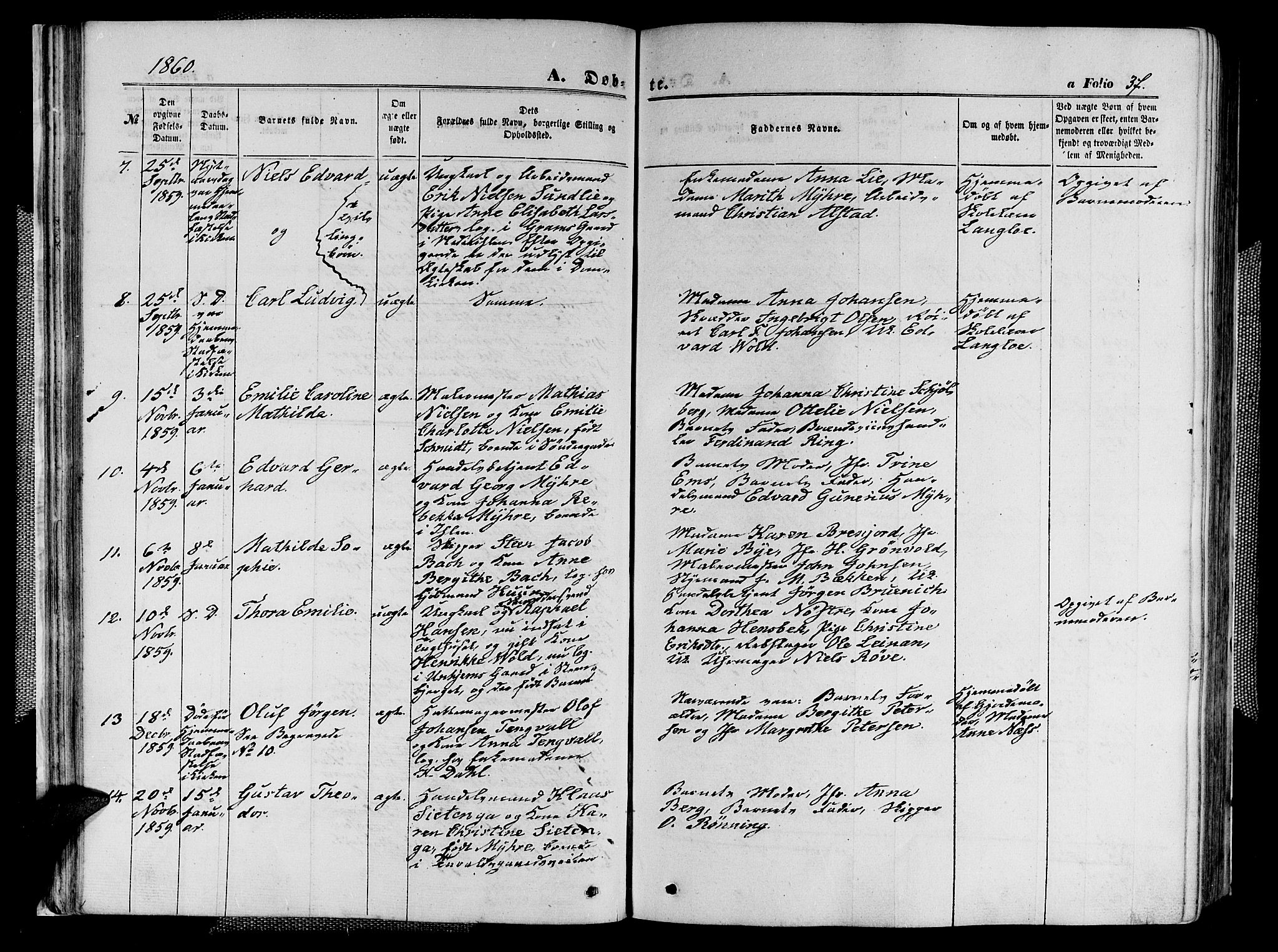 Ministerialprotokoller, klokkerbøker og fødselsregistre - Sør-Trøndelag, SAT/A-1456/602/L0139: Parish register (copy) no. 602C07, 1859-1864, p. 37