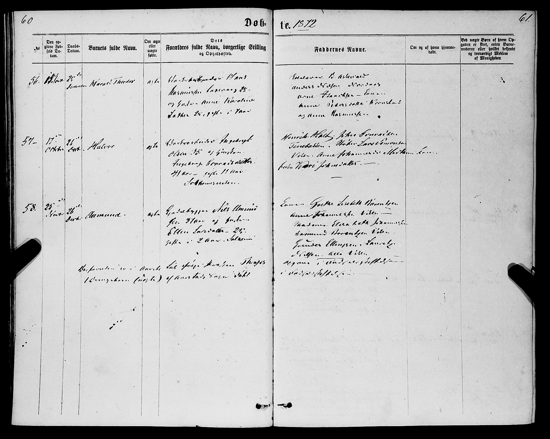 St. Jørgens hospital og Årstad sokneprestembete, AV/SAB-A-99934: Parish register (official) no. A 6, 1870-1878, p. 60-61