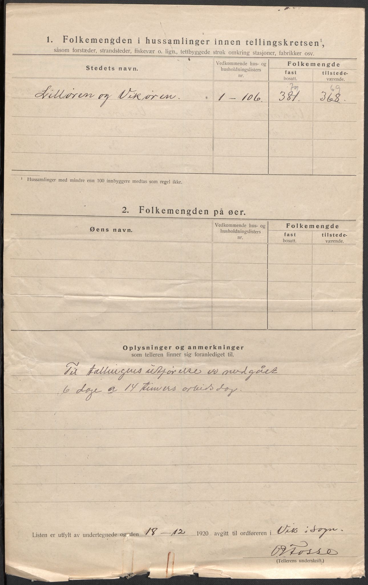 SAB, 1920 census for Vik, 1920, p. 7