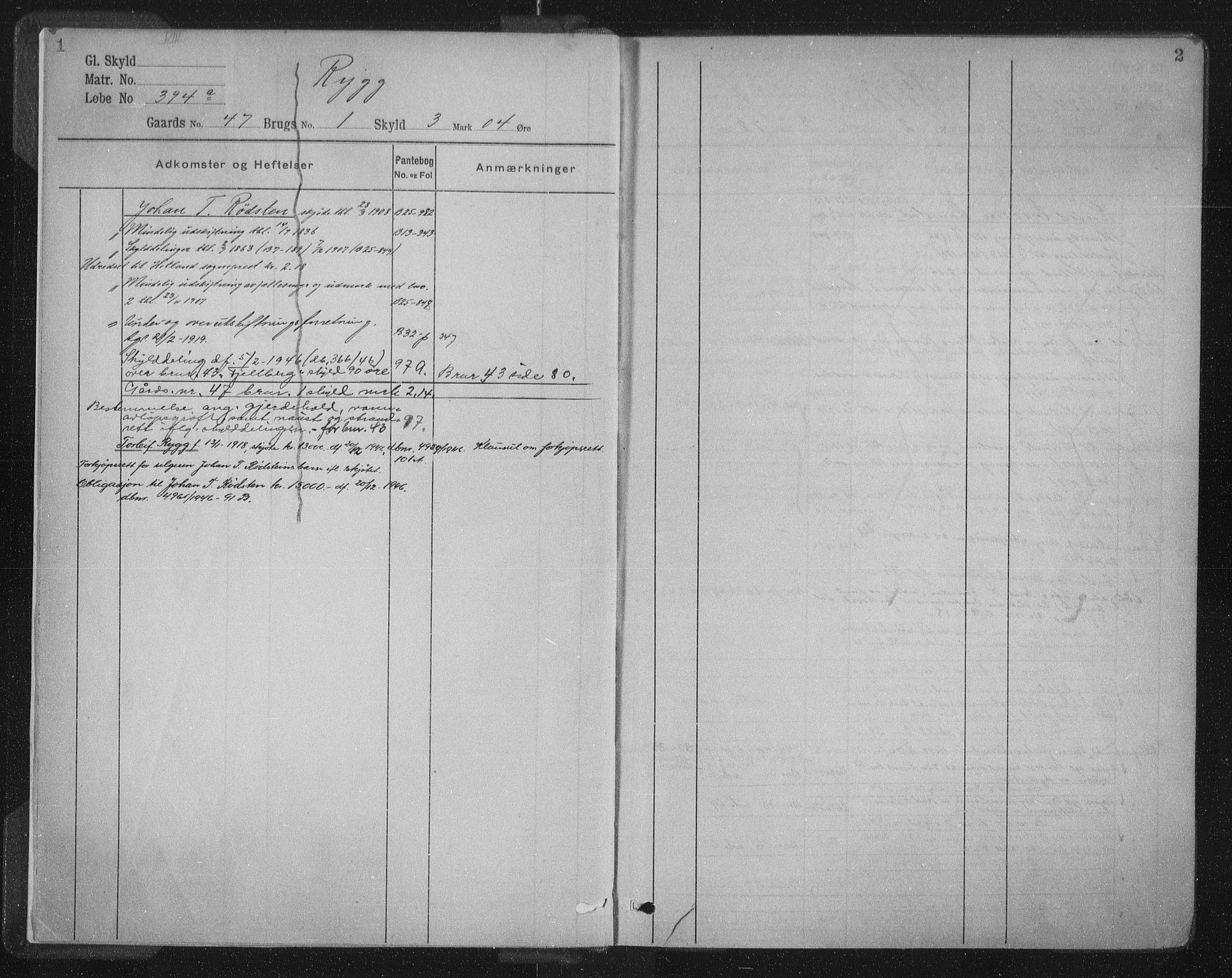 Jæren sorenskriveri, SAST/A-100310/01/4/41/41ABB/L0009: Mortgage register no. 41 ABB9, 1913, p. 1-2
