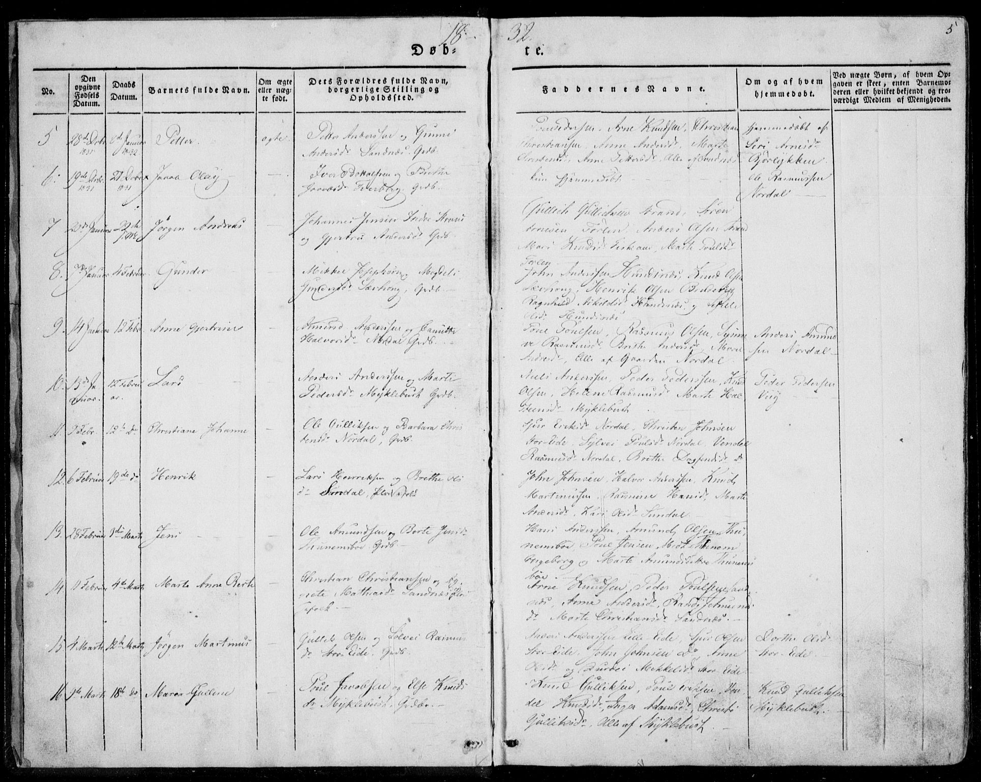 Ministerialprotokoller, klokkerbøker og fødselsregistre - Møre og Romsdal, AV/SAT-A-1454/501/L0005: Parish register (official) no. 501A05, 1831-1844, p. 5