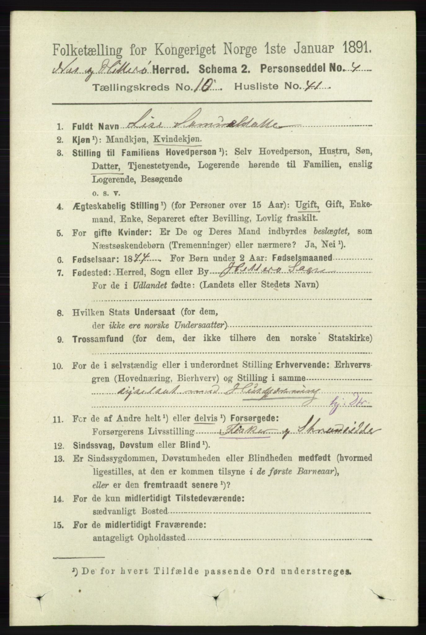 RA, 1891 census for 1043 Hidra og Nes, 1891, p. 4355