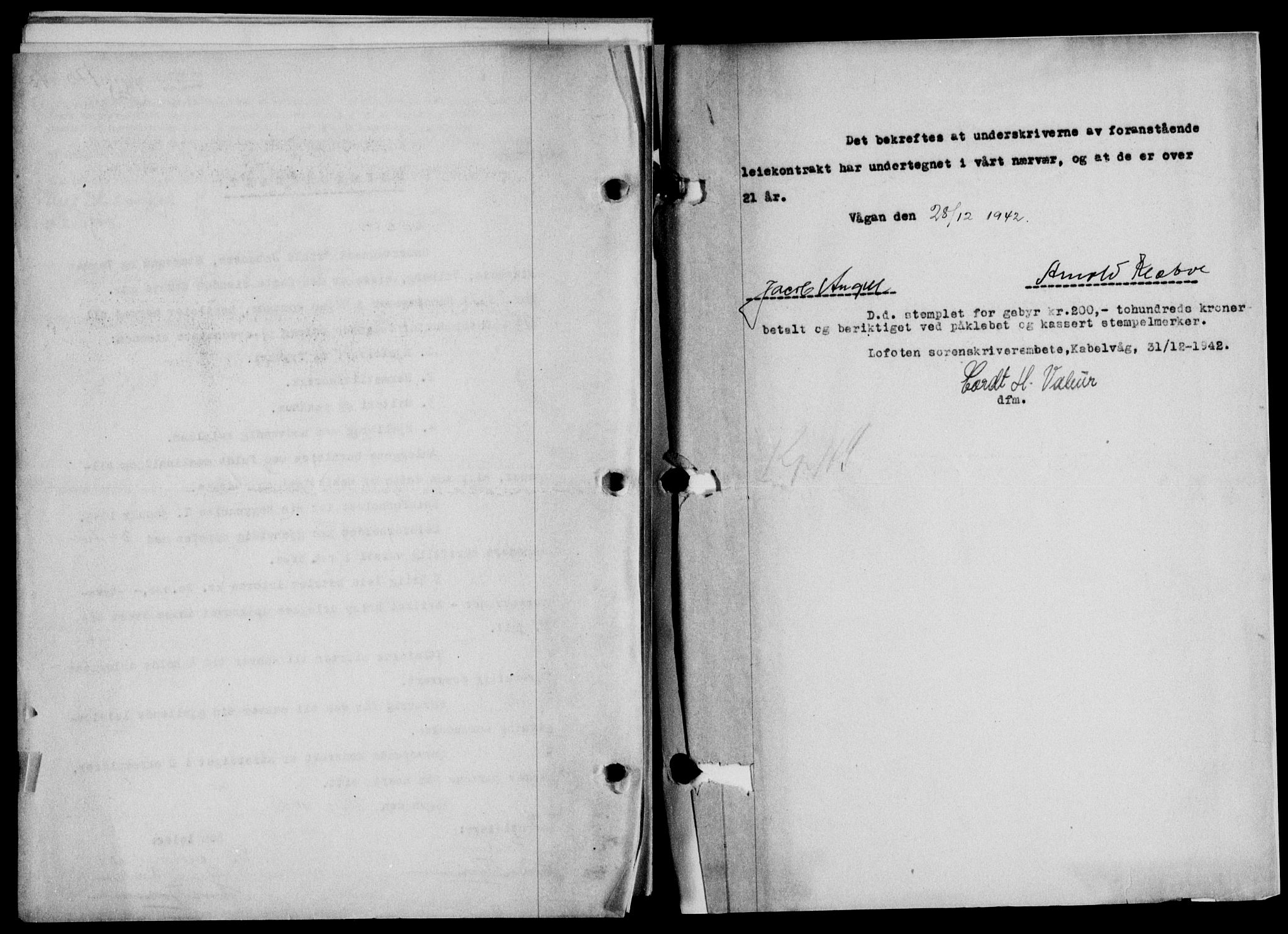Lofoten sorenskriveri, SAT/A-0017/1/2/2C/L0010a: Mortgage book no. 10a, 1942-1943, Diary no: : 170/1943