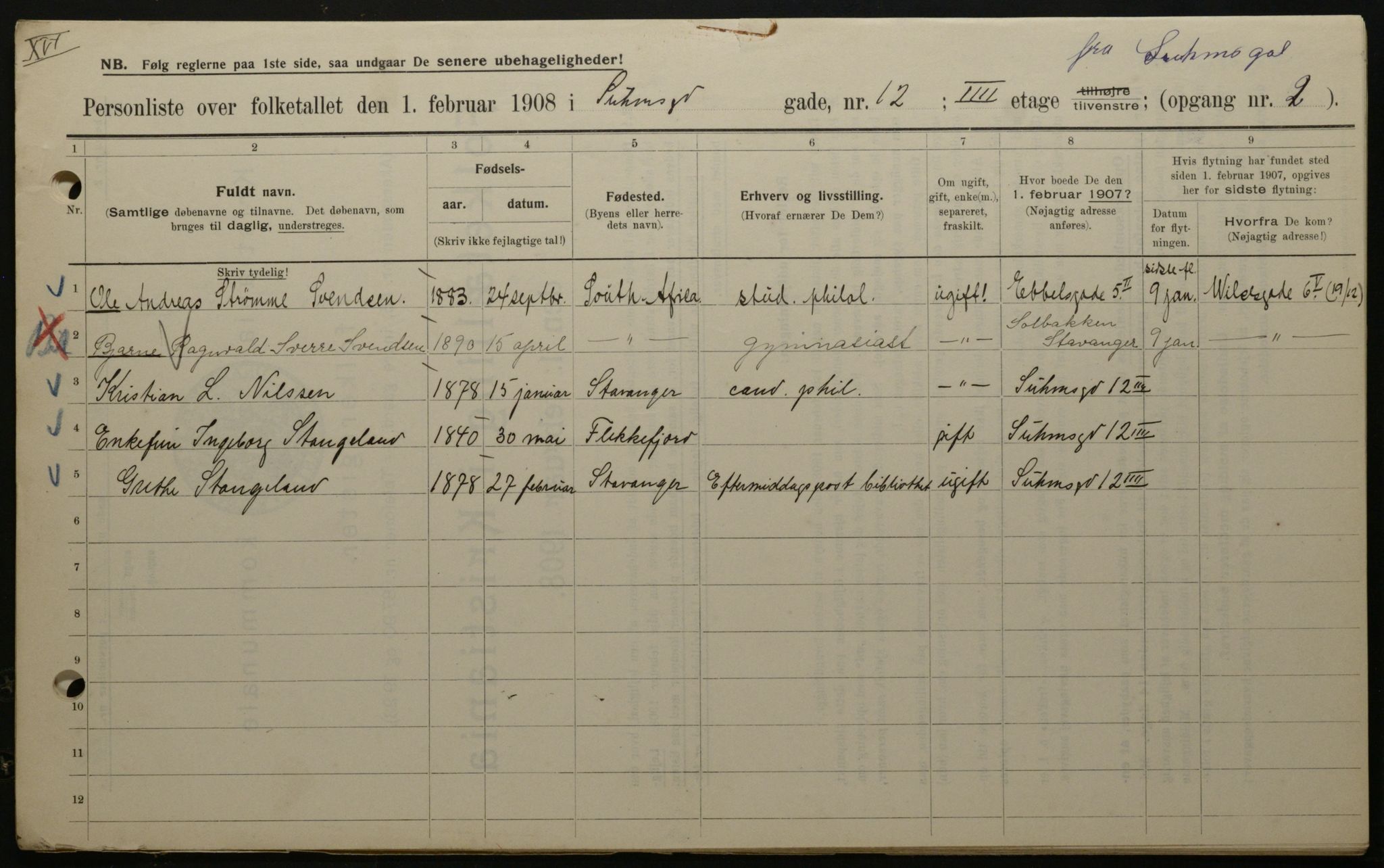 OBA, Municipal Census 1908 for Kristiania, 1908, p. 94092