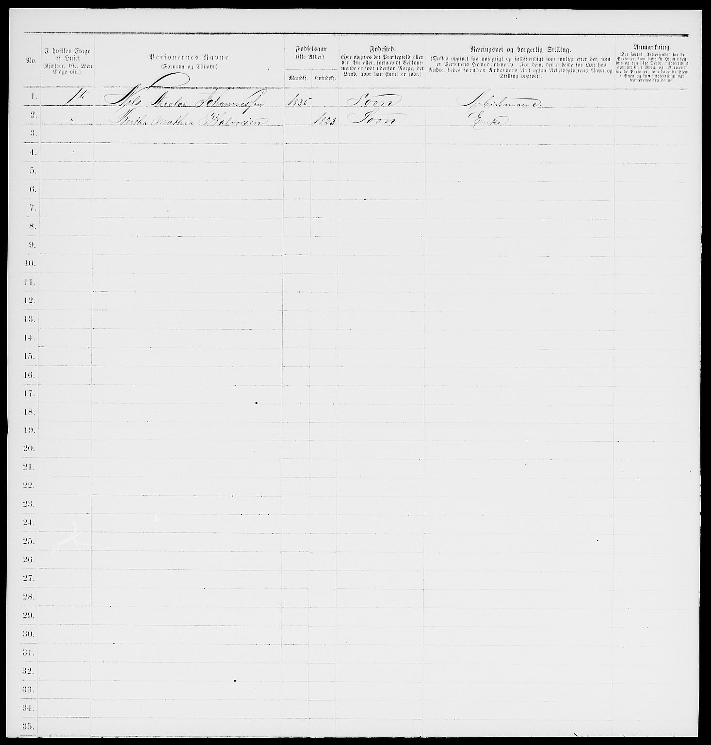 RA, 1885 census for 0201 Son, 1885, p. 12