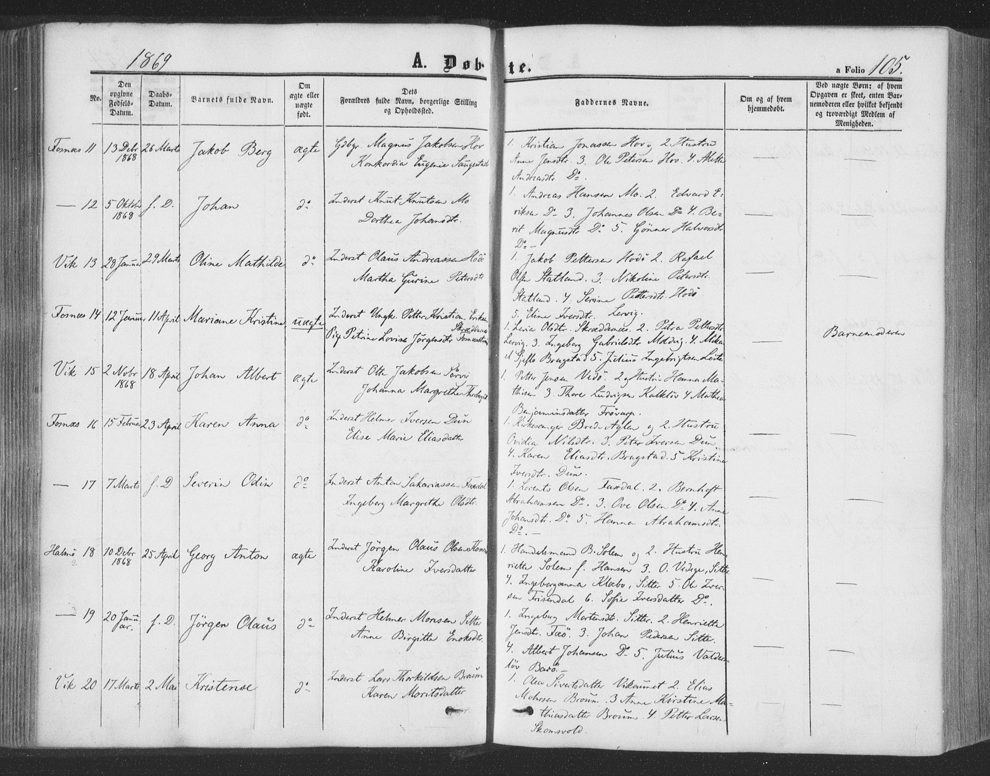 Ministerialprotokoller, klokkerbøker og fødselsregistre - Nord-Trøndelag, SAT/A-1458/773/L0615: Parish register (official) no. 773A06, 1857-1870, p. 105