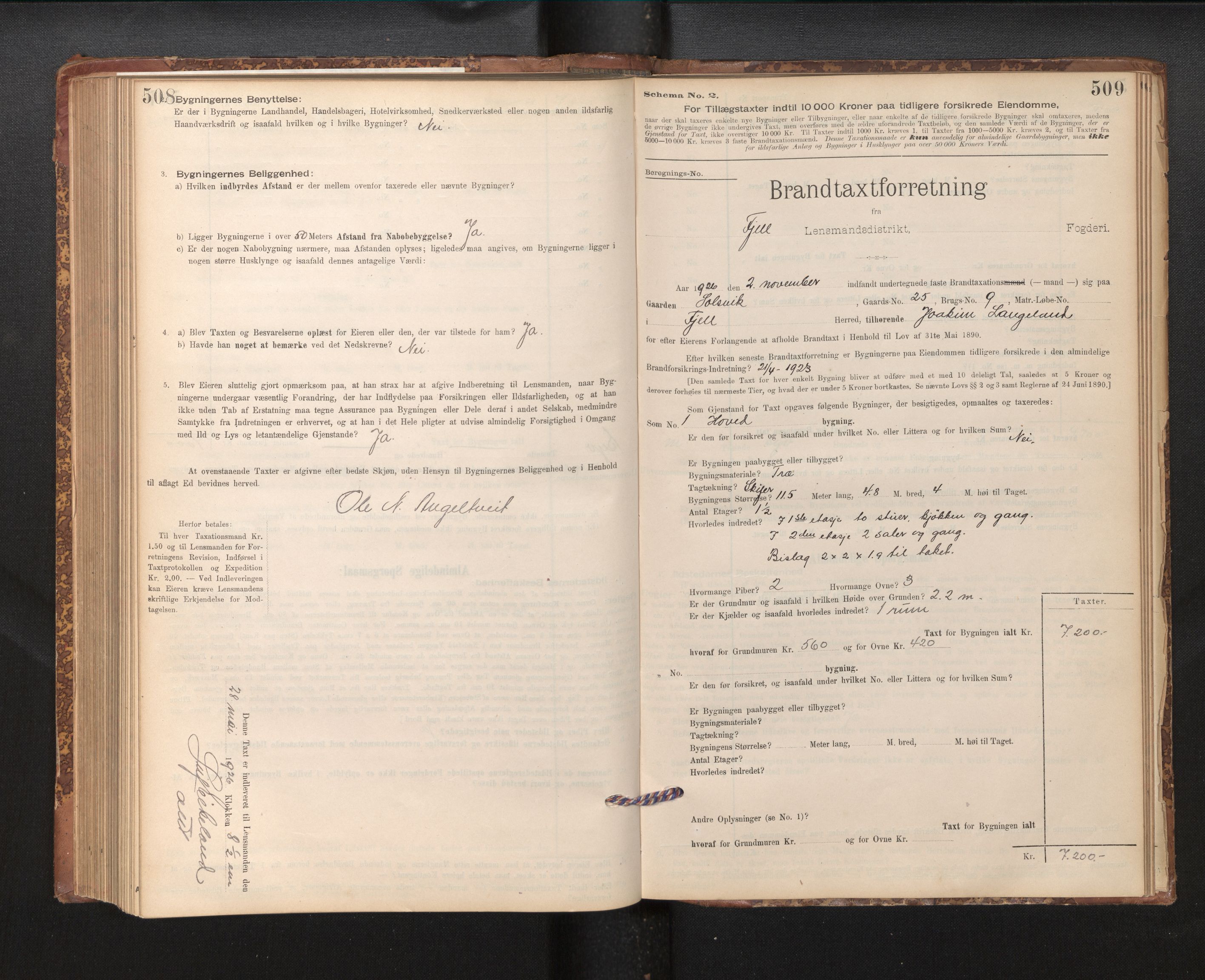 Lensmannen i Fjell, SAB/A-32301/0012/L0005: Branntakstprotokoll, skjematakst, 1895-1931, p. 508-509