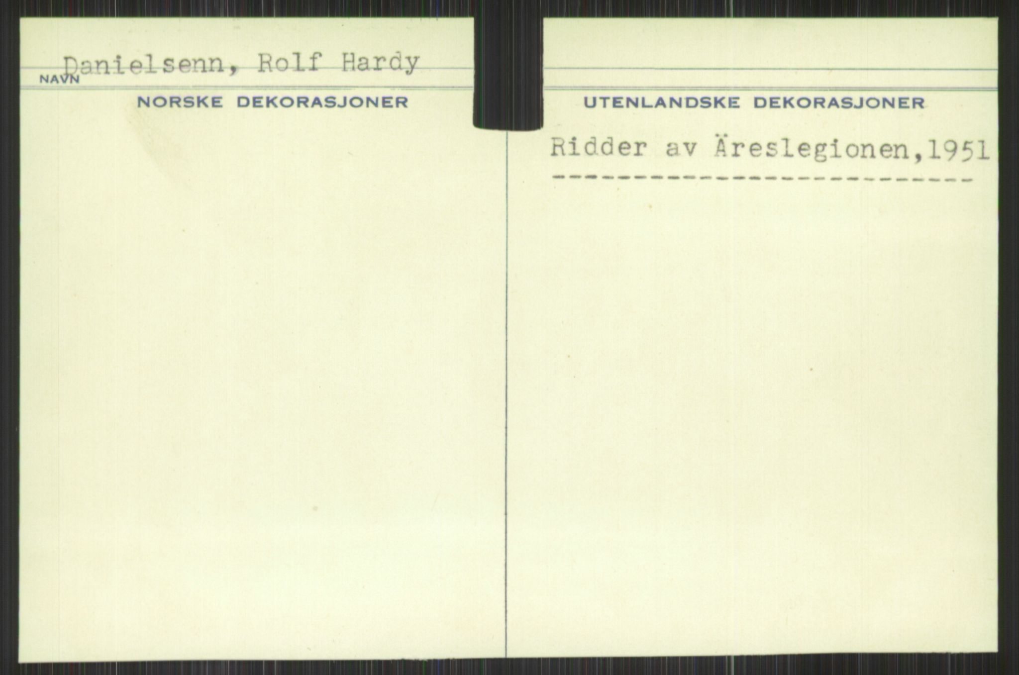Forsvaret, Krigsdekorasjonskanselliet, RA/RAFA-5156/G/Gd/L0001: Diverse registre, 1944-1956, p. 265