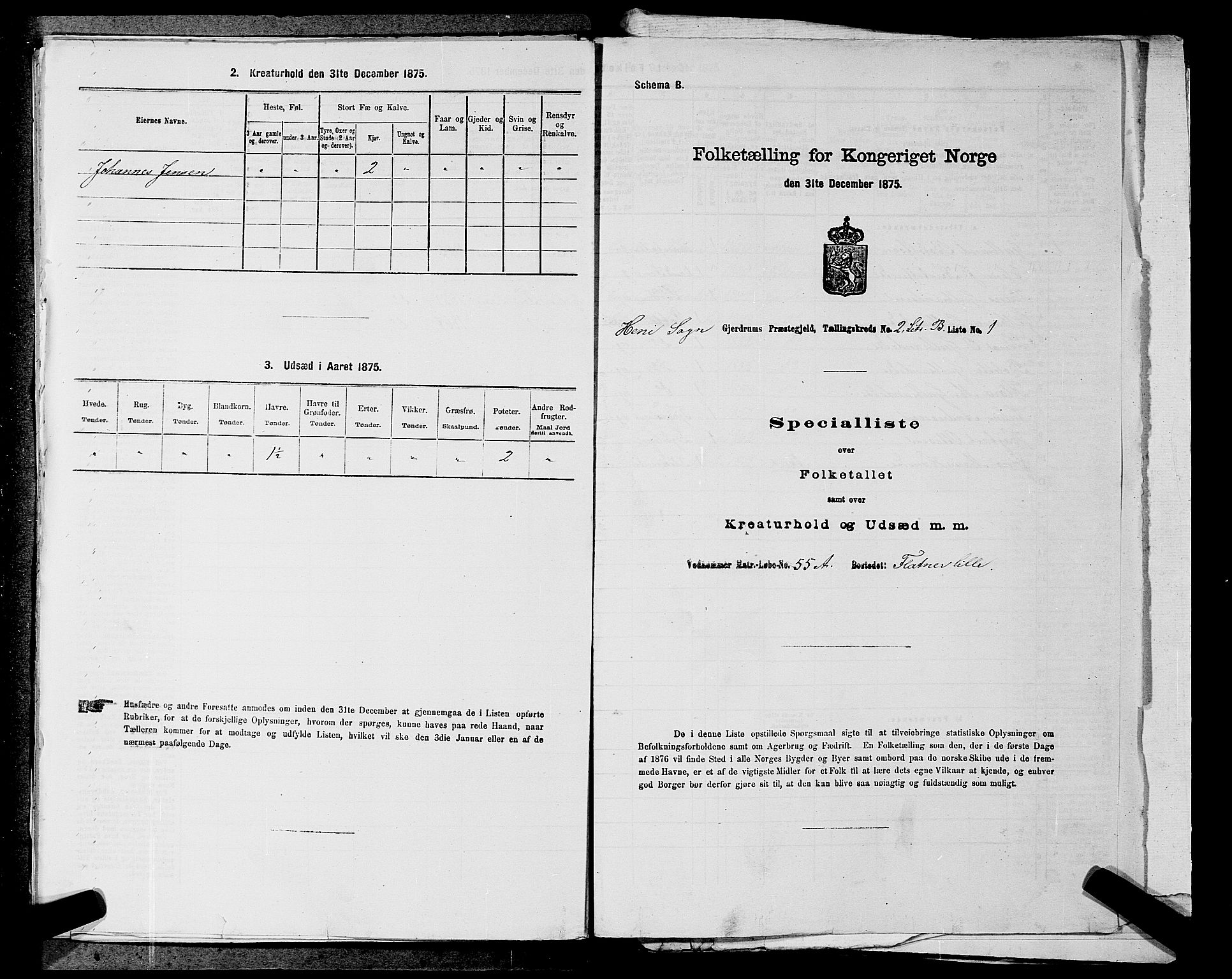 RA, 1875 census for 0234P Gjerdrum, 1875, p. 379