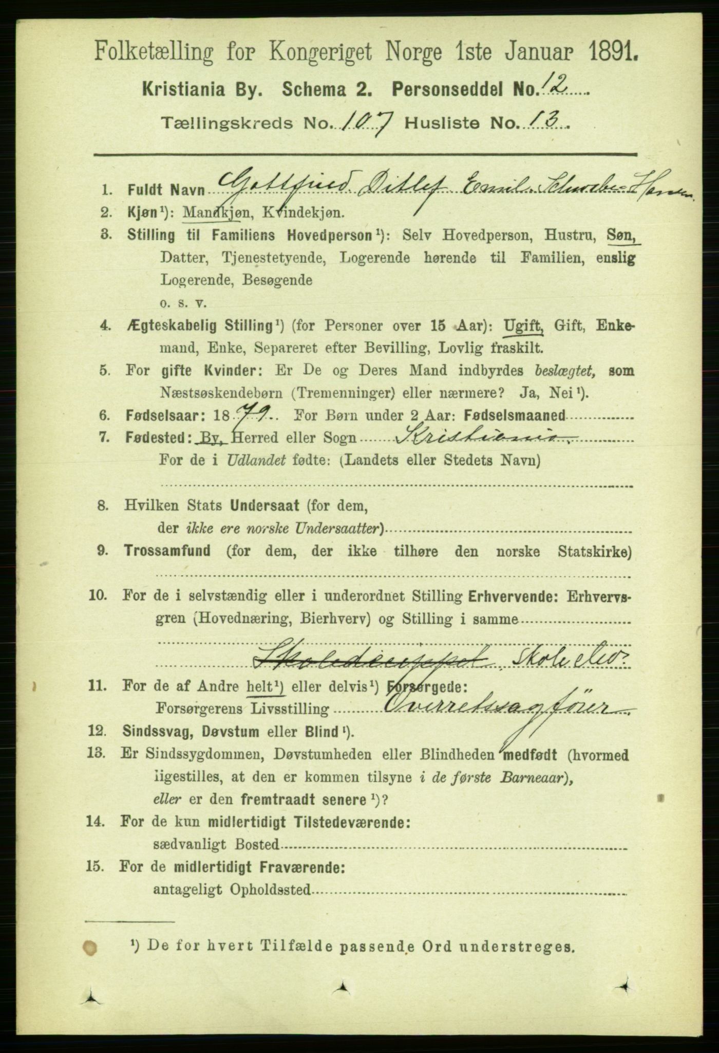 RA, 1891 census for 0301 Kristiania, 1891, p. 54921