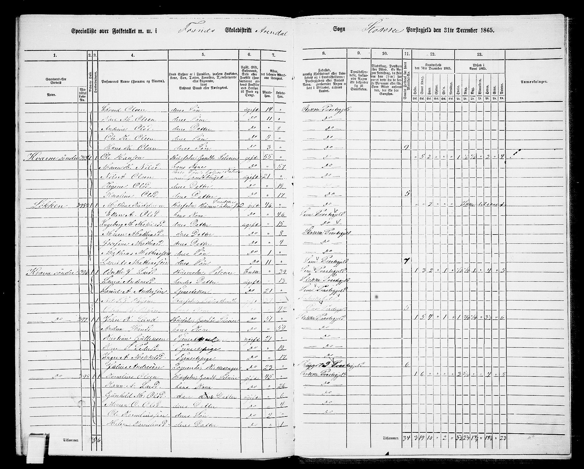 RA, 1865 census for Stokke, 1865, p. 195