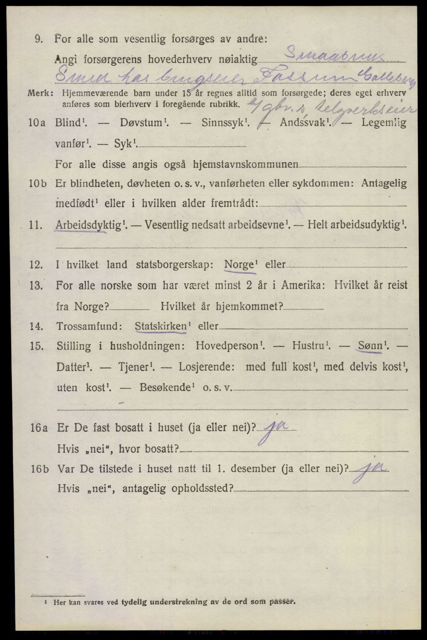 SAKO, 1920 census for Sande, 1920, p. 7257