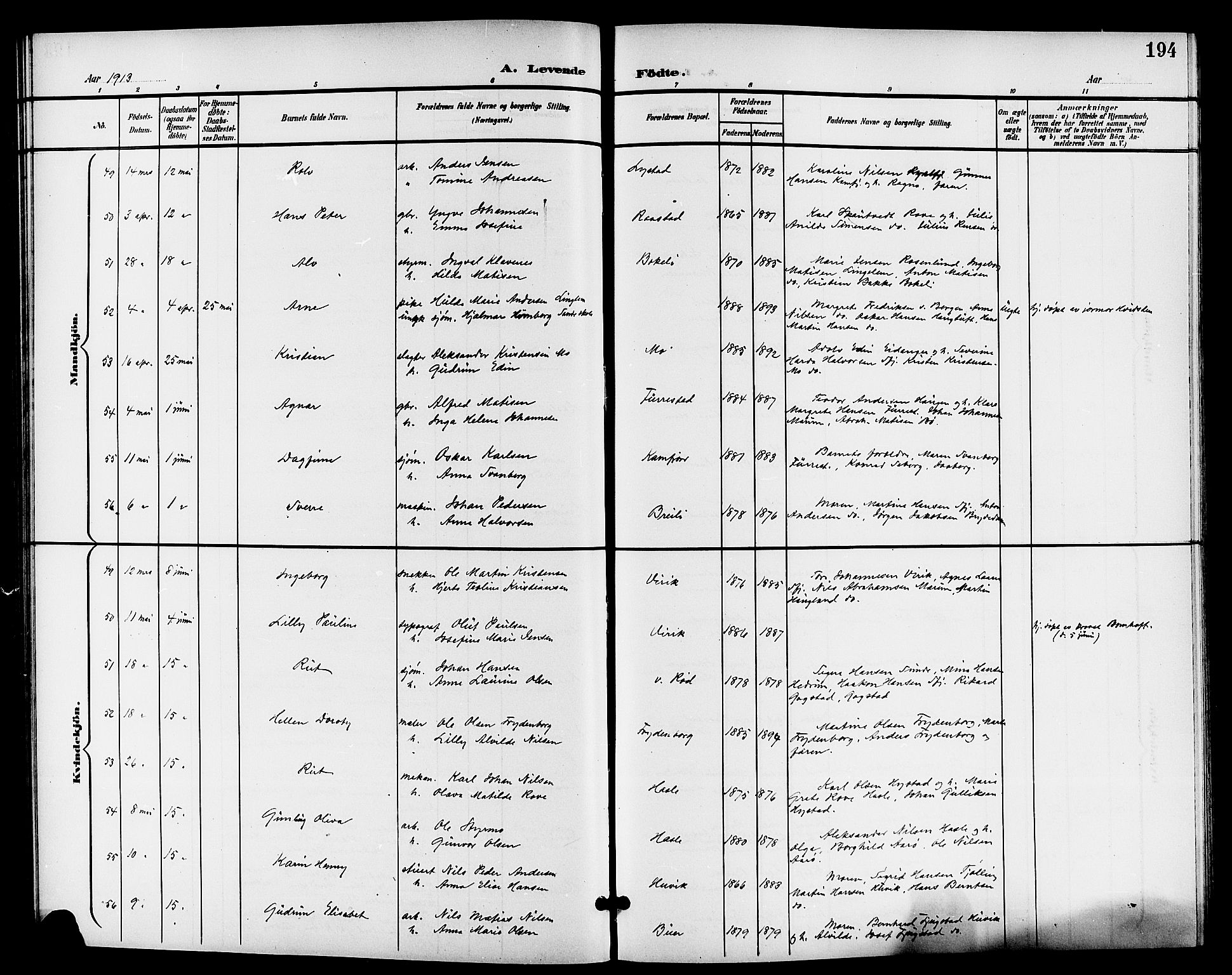 Sandar kirkebøker, AV/SAKO-A-243/G/Ga/L0002: Parish register (copy) no. 2, 1900-1915, p. 194