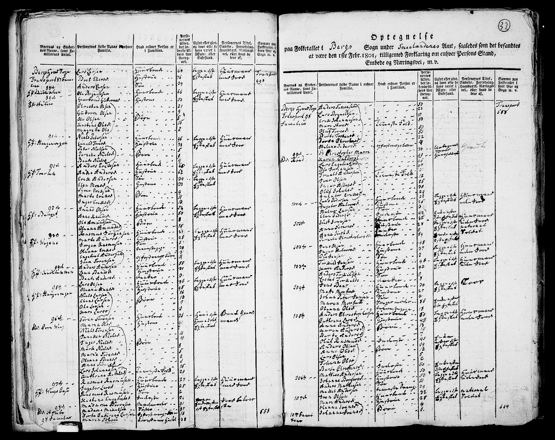 RA, 1801 census for 0116P Berg, 1801, p. 31b-32a