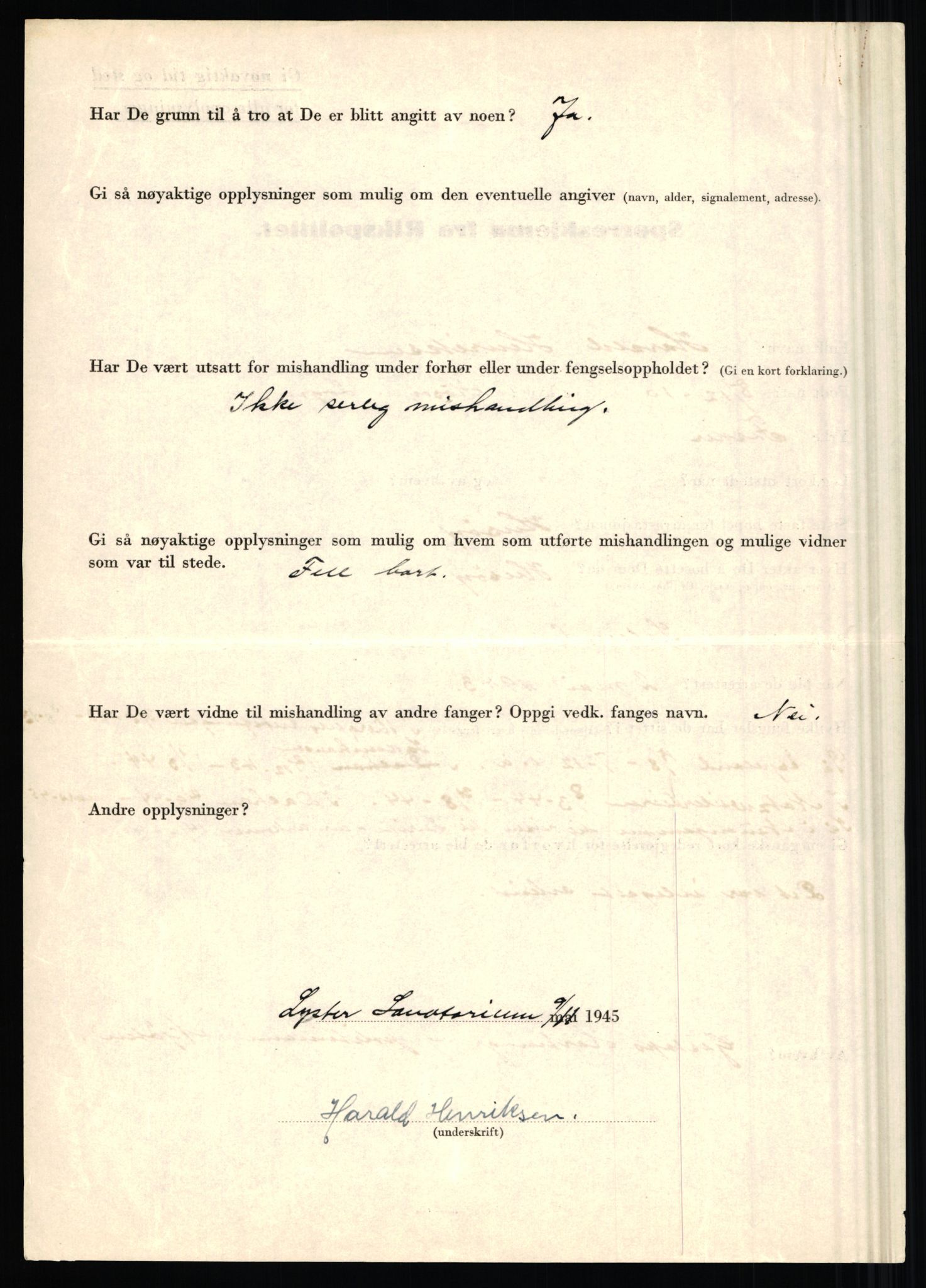 Rikspolitisjefen, AV/RA-S-1560/L/L0007: Heen, Erik C. - Iversen, Trygve, 1940-1945, p. 56