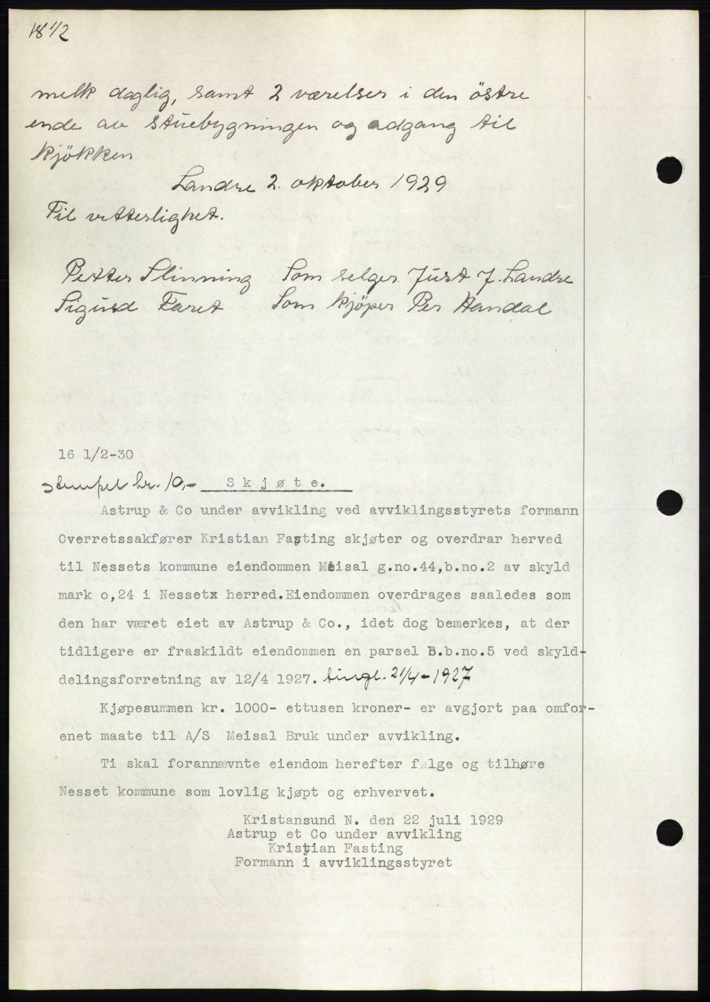 Romsdal sorenskriveri, AV/SAT-A-4149/1/2/2C/L0057: Mortgage book no. 51, 1929-1930, Deed date: 01.02.1930