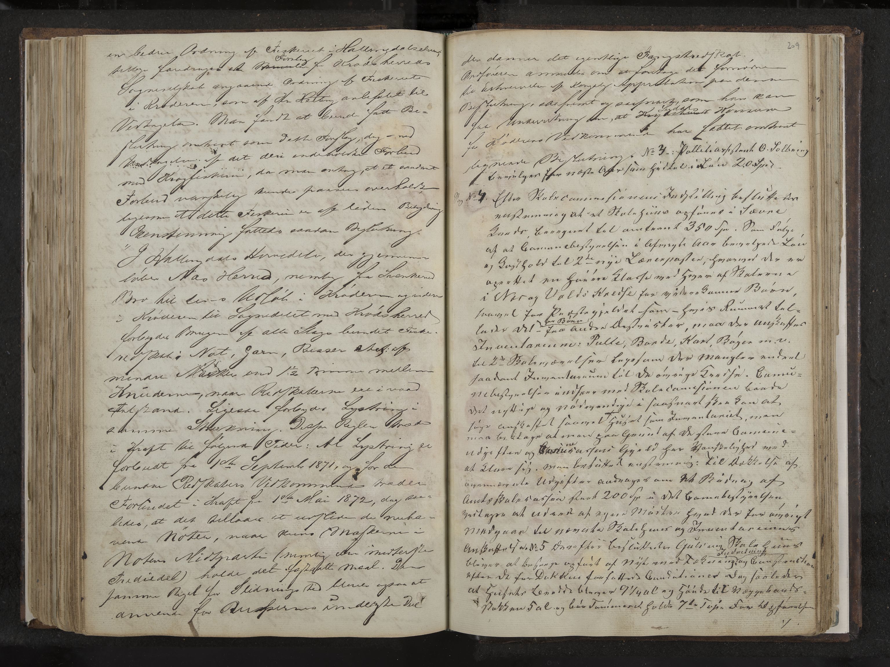 Nes formannskap og sentraladministrasjon, IKAK/0616021-1/A/Aa/L0001: Møtebok med register, 1838-1875, p. 209