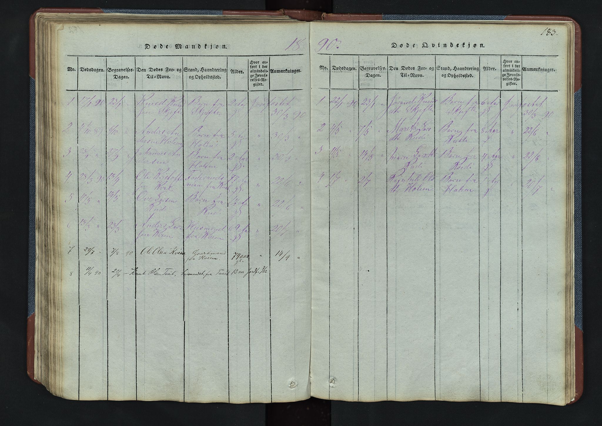 Vang prestekontor, Valdres, SAH/PREST-140/H/Hb/L0003: Parish register (copy) no. 3, 1814-1892, p. 183