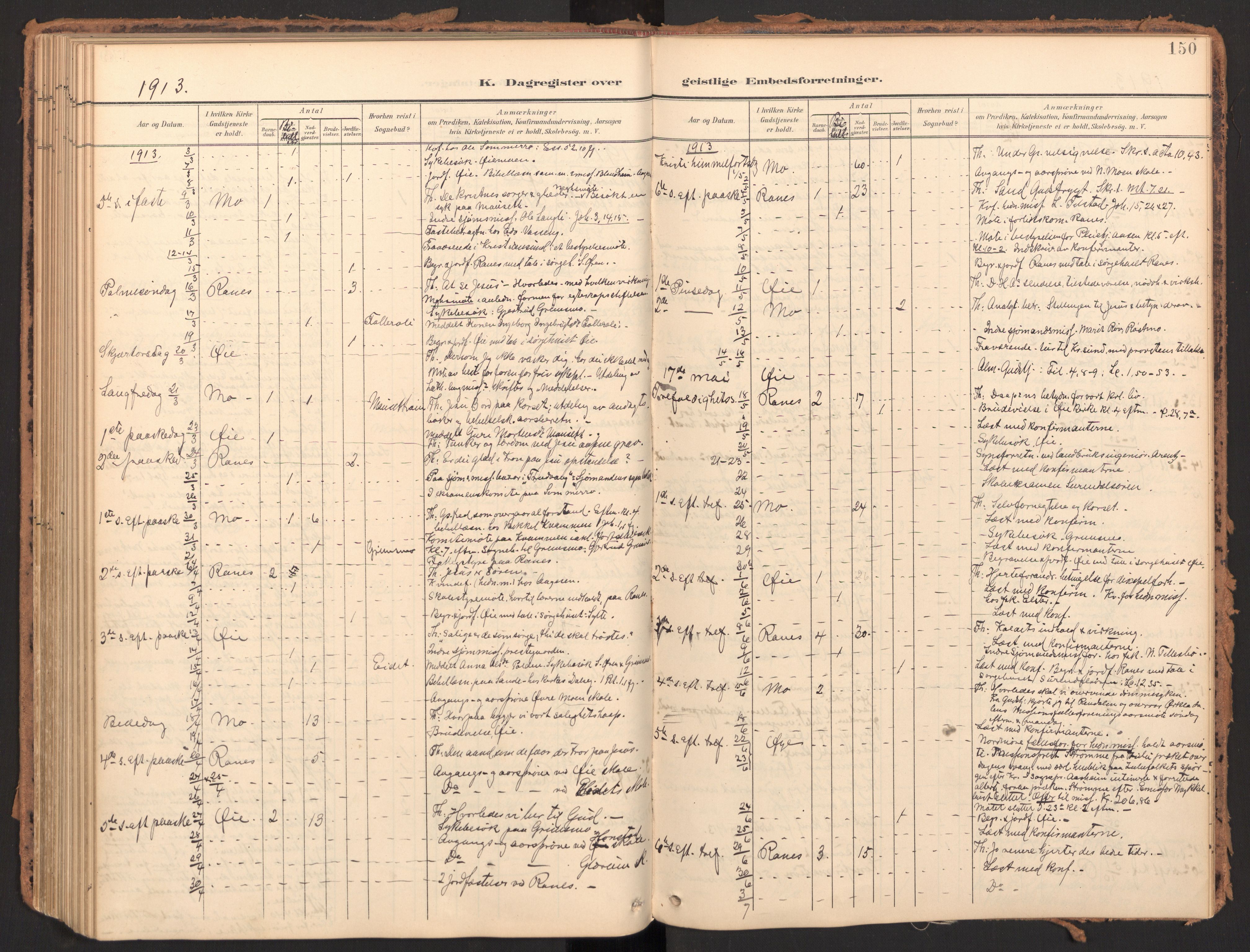 Ministerialprotokoller, klokkerbøker og fødselsregistre - Møre og Romsdal, SAT/A-1454/595/L1048: Parish register (official) no. 595A10, 1900-1917, p. 150