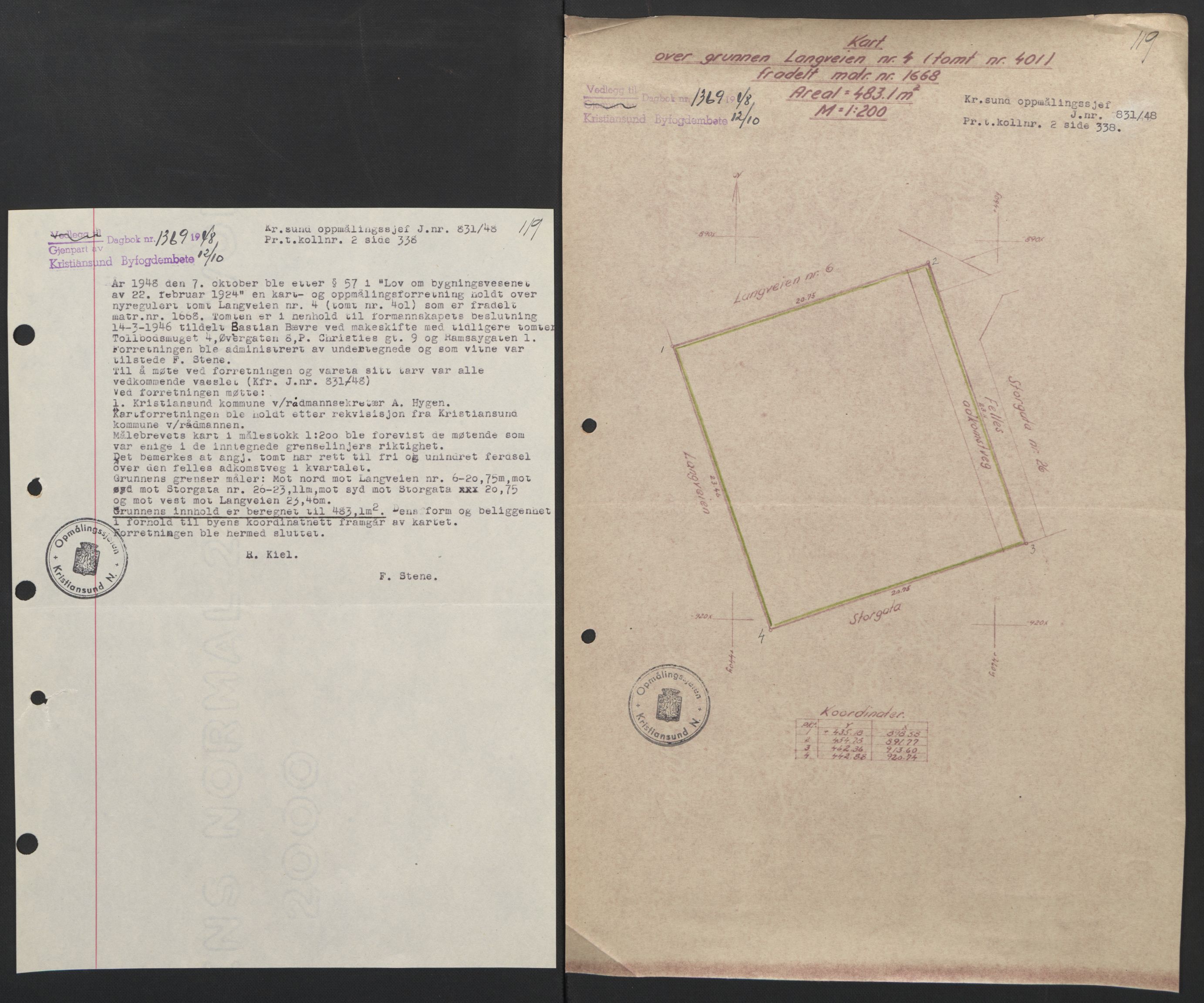 Kristiansund byfogd, AV/SAT-A-4587/A/27: Mortgage book no. 42, 1947-1950, Diary no: : 1369/1948