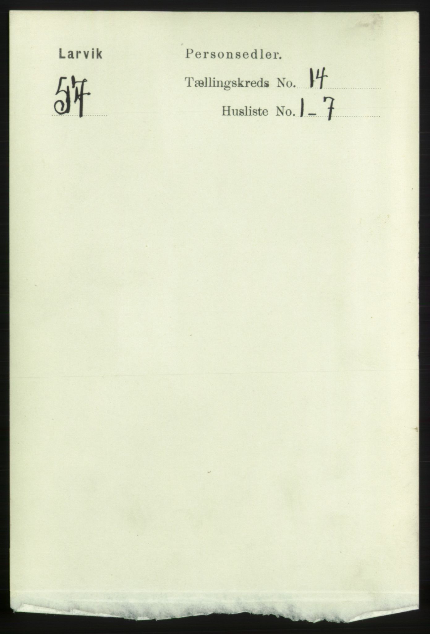 RA, 1891 census for 0707 Larvik, 1891, p. 10921