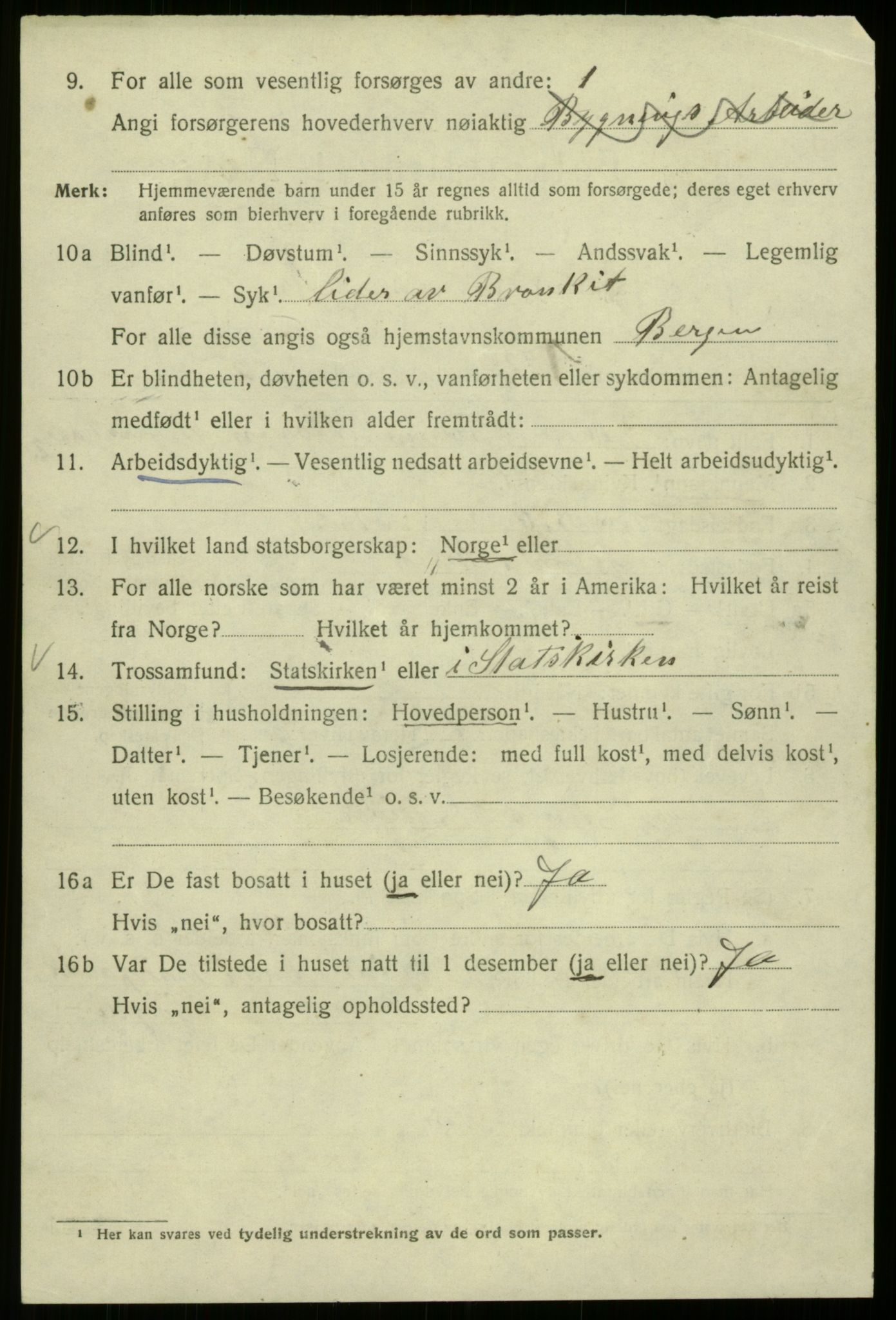 SAB, 1920 census for Bergen, 1920, p. 197820