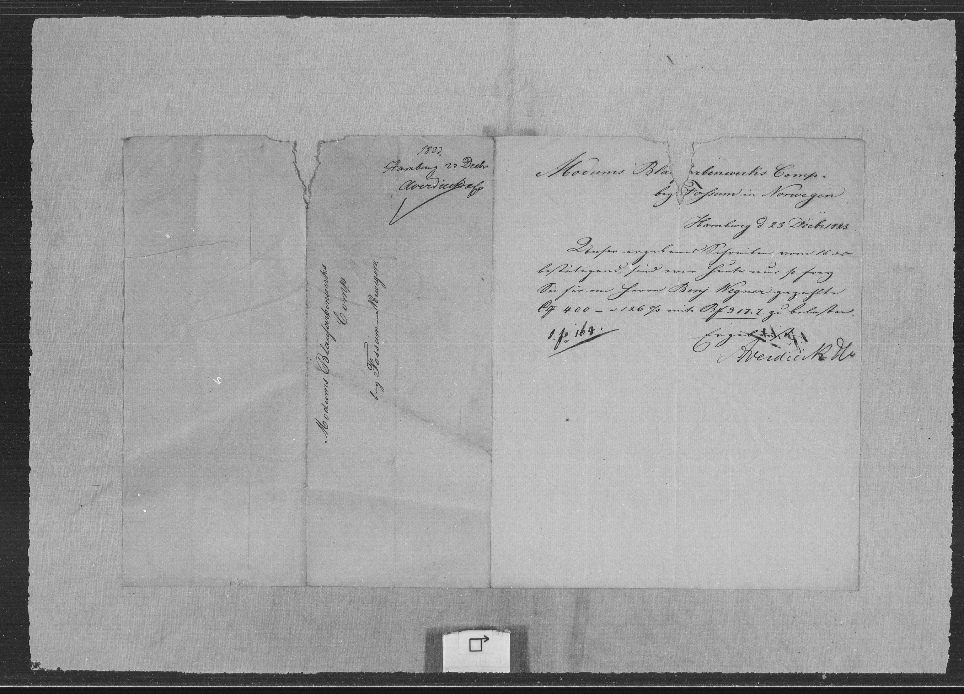 Modums Blaafarveværk, RA/PA-0157/G/Gb/L0091/0001: -- / Innkomne brev A - L, 1823-1824, p. 3