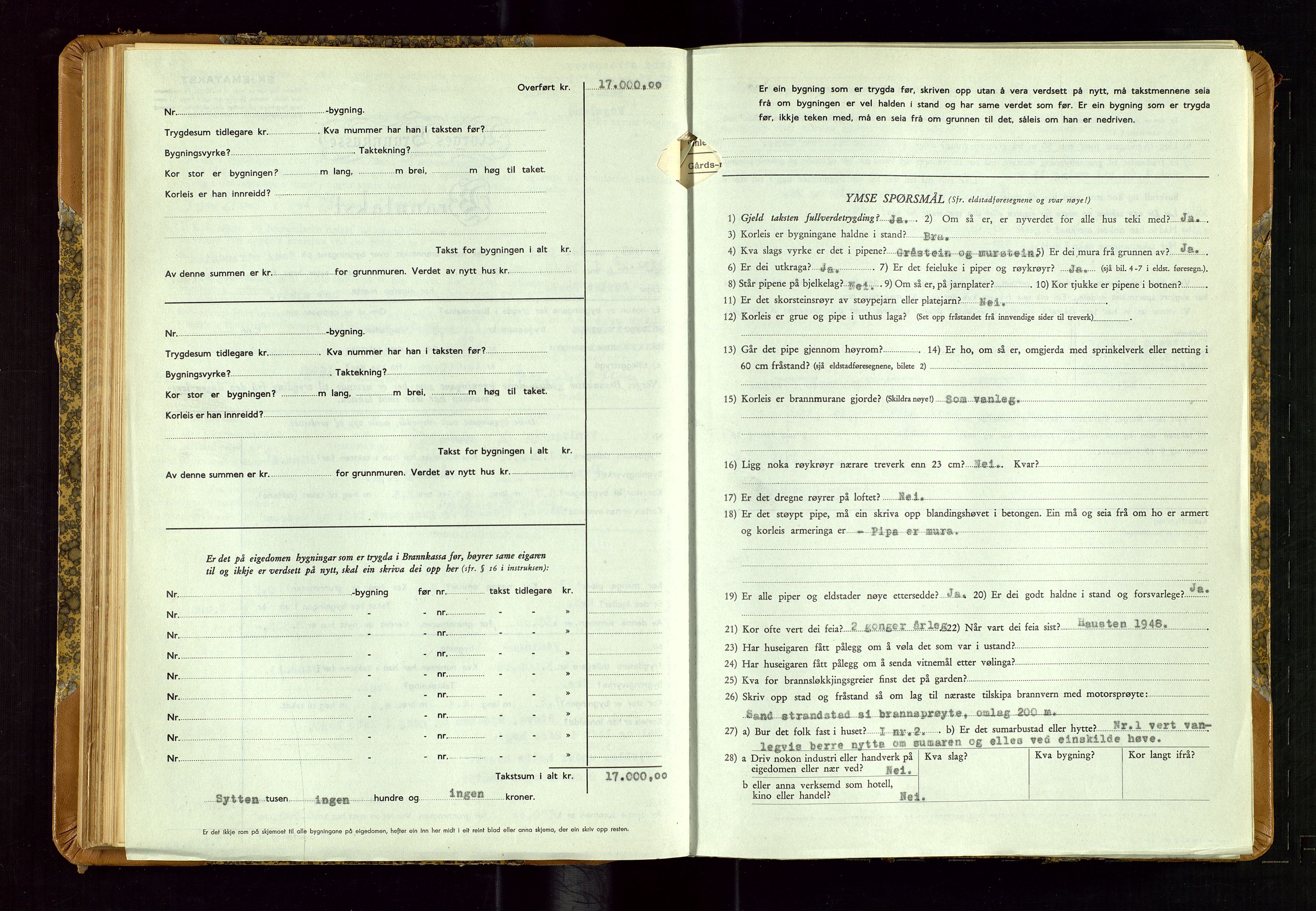 Sand lensmannskontor, AV/SAST-A-100415/Goc/L0002: "Brandtaxationsprotokol", 1936-1952, p. 128-129