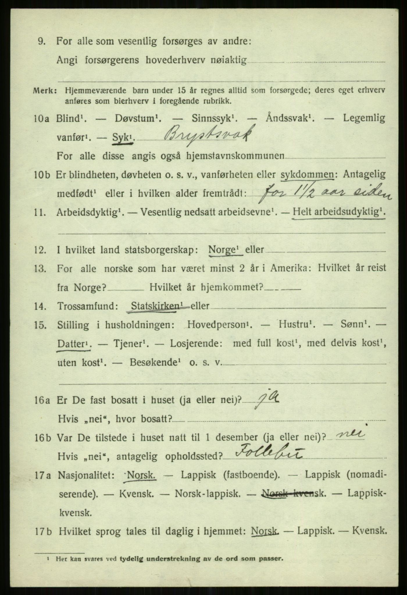 SATØ, 1920 census for Karlsøy, 1920, p. 5106