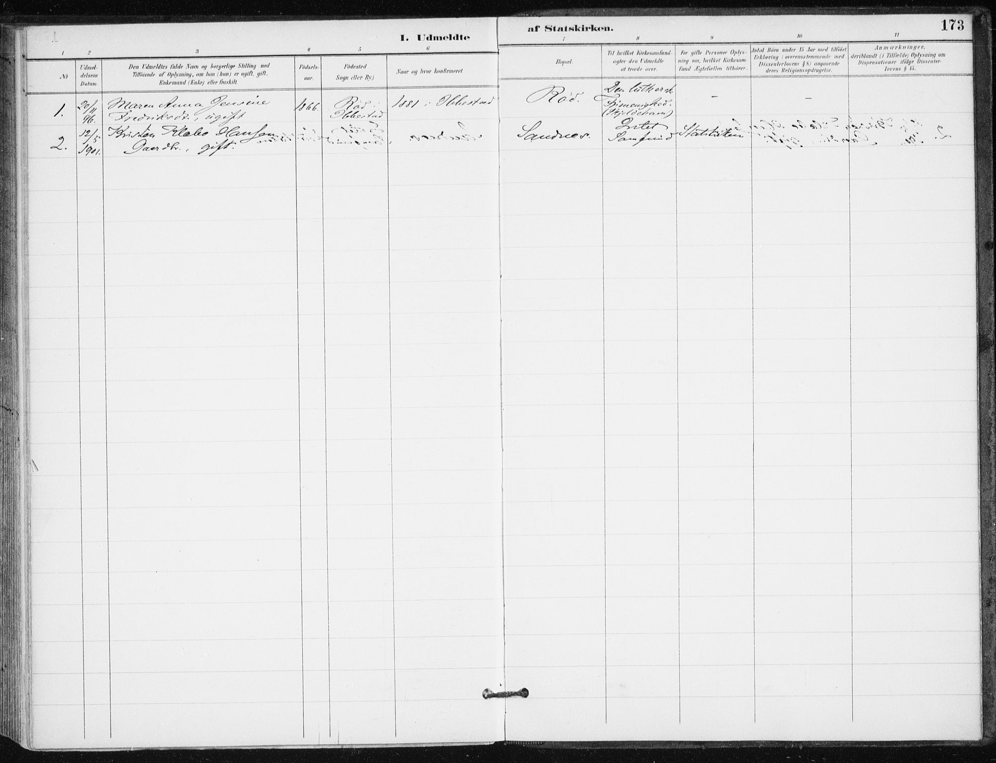 Salangen sokneprestembete, SATØ/S-1324/H/Ha/L0001kirke: Parish register (official) no. 1, 1893-1911, p. 173