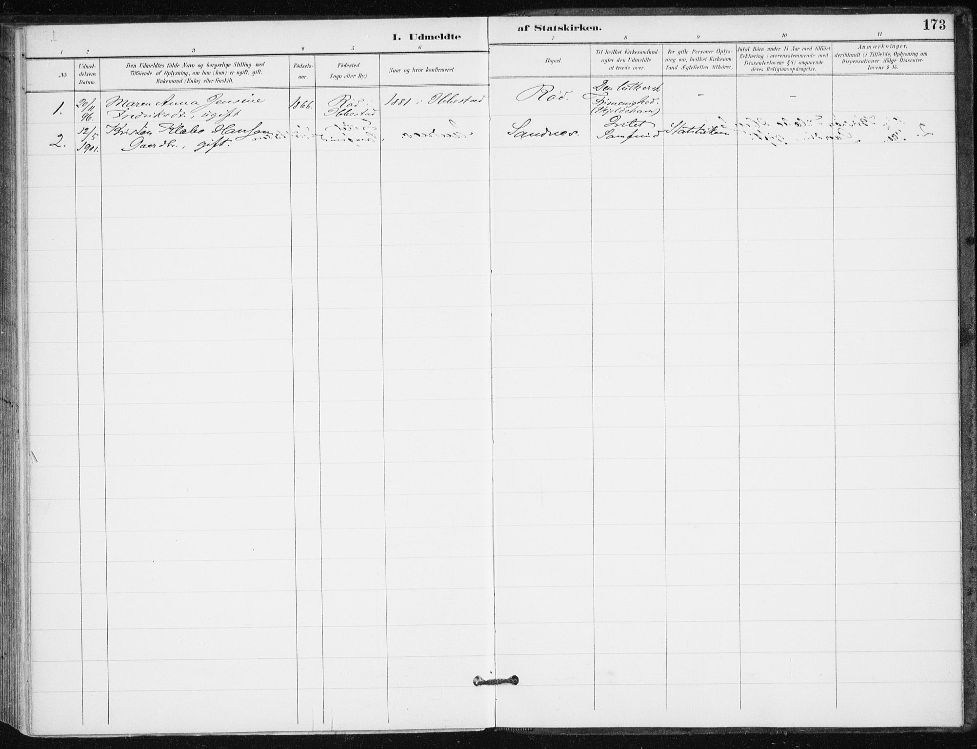 Salangen sokneprestembete, AV/SATØ-S-1324/H/Ha/L0001kirke: Parish register (official) no. 1, 1893-1911, p. 173