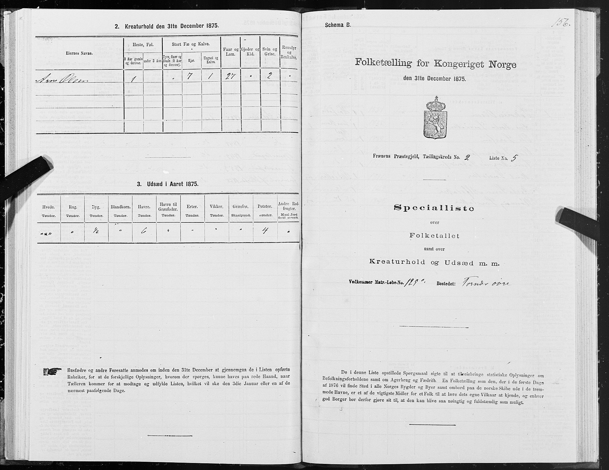 SAT, 1875 census for 1548P Fræna, 1875, p. 1156