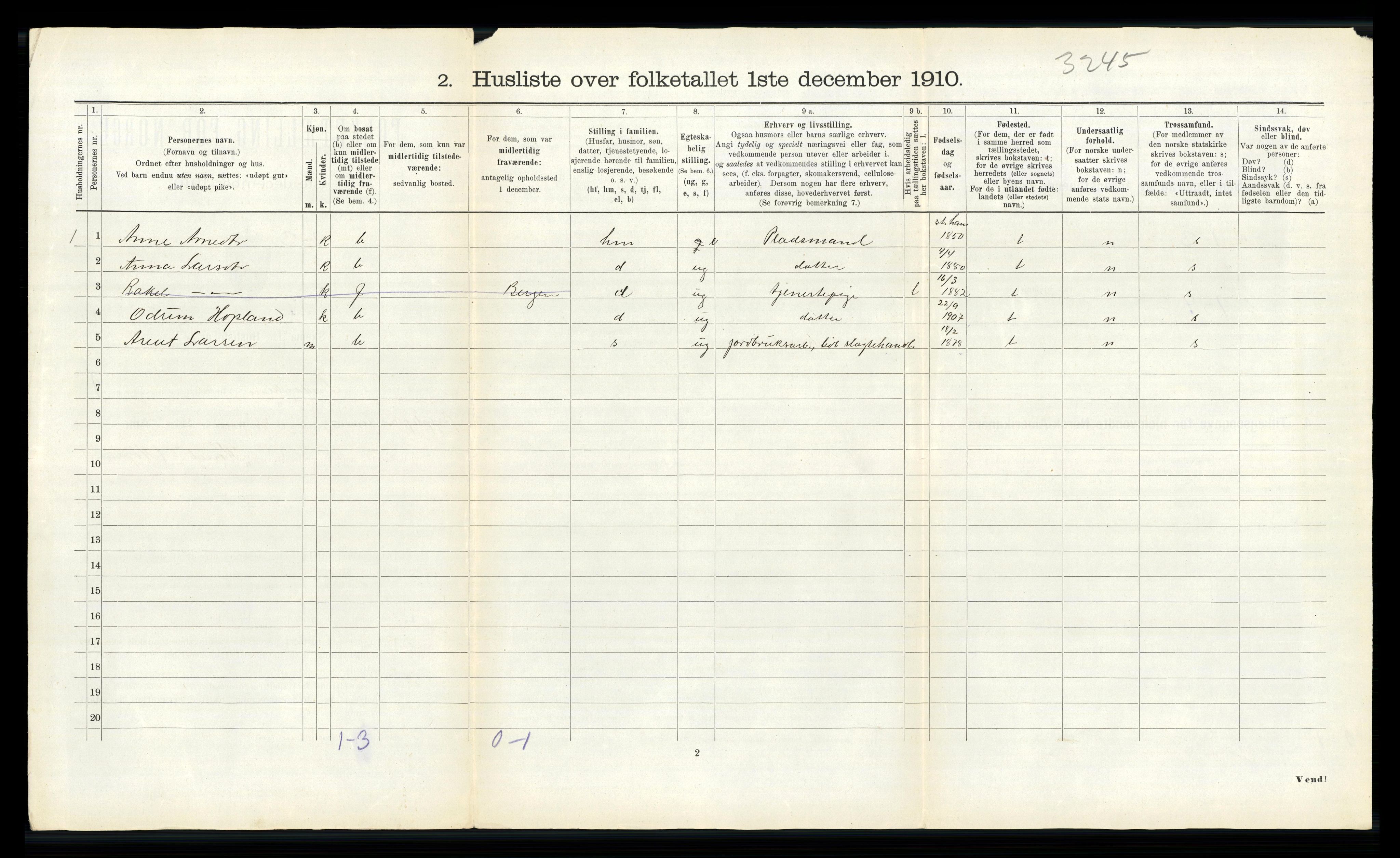 RA, 1910 census for Innvik, 1910, p. 57