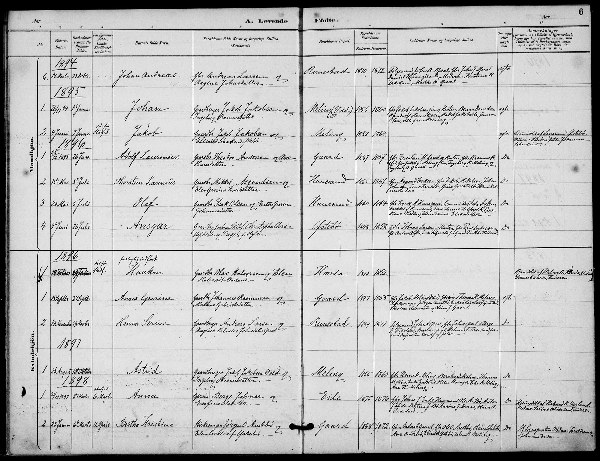 Finnøy sokneprestkontor, AV/SAST-A-101825/H/Ha/Haa/L0012: Parish register (official) no. A 12, 1889-1917, p. 6