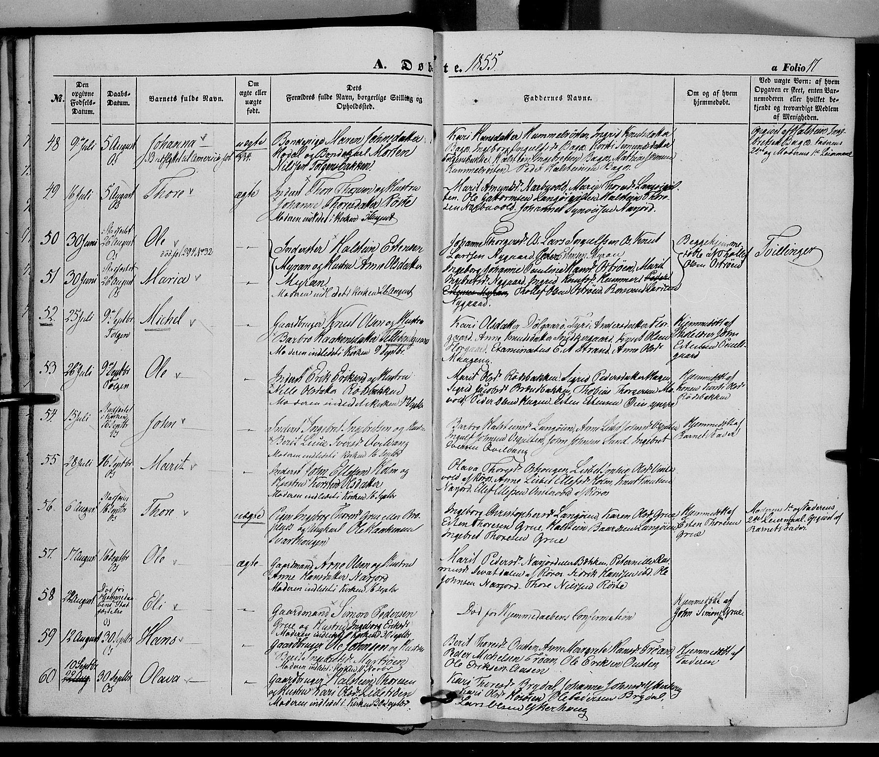 Tolga prestekontor, AV/SAH-PREST-062/K/L0006: Parish register (official) no. 6, 1852-1876, p. 17