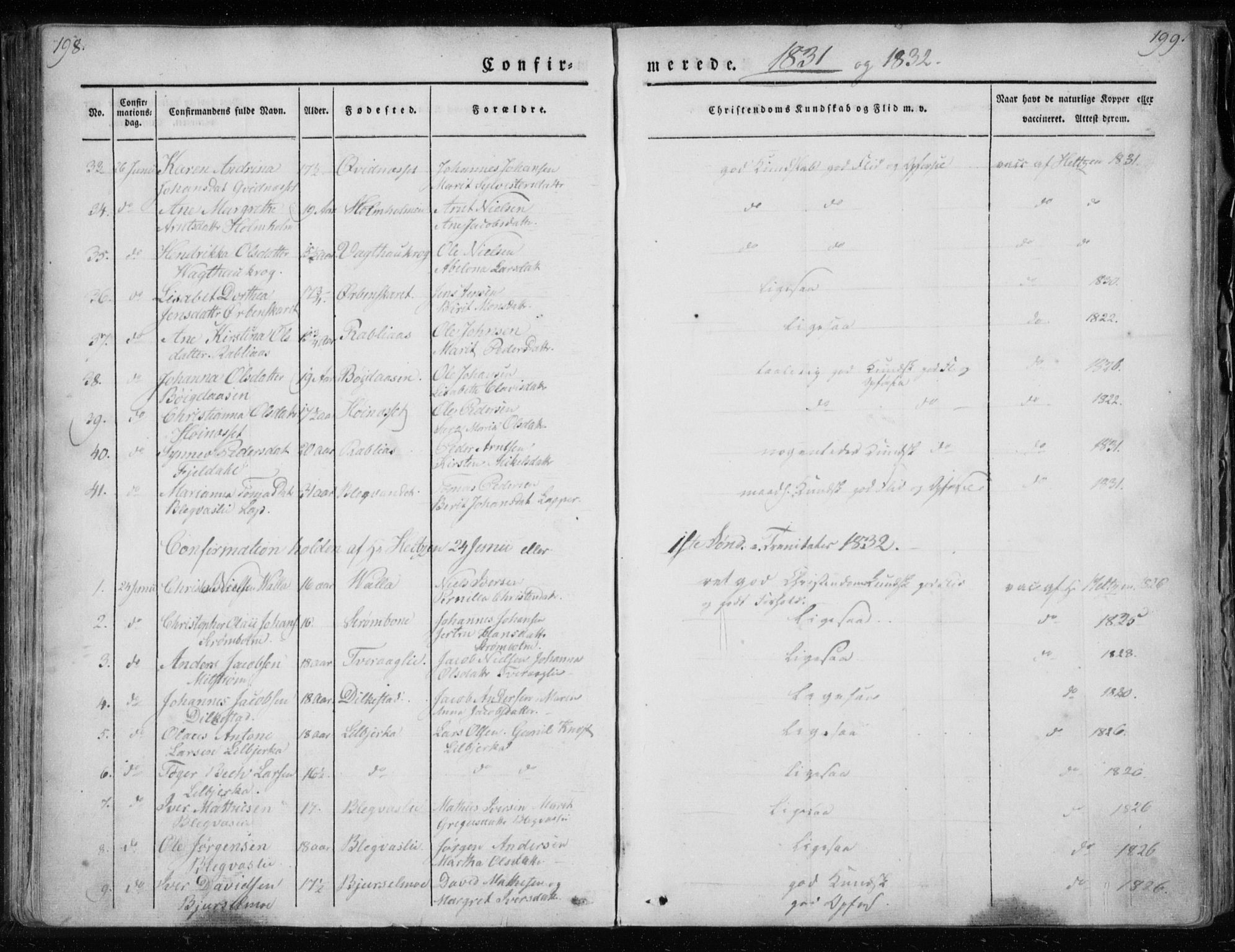 Ministerialprotokoller, klokkerbøker og fødselsregistre - Nordland, SAT/A-1459/825/L0354: Parish register (official) no. 825A08, 1826-1841, p. 198-199