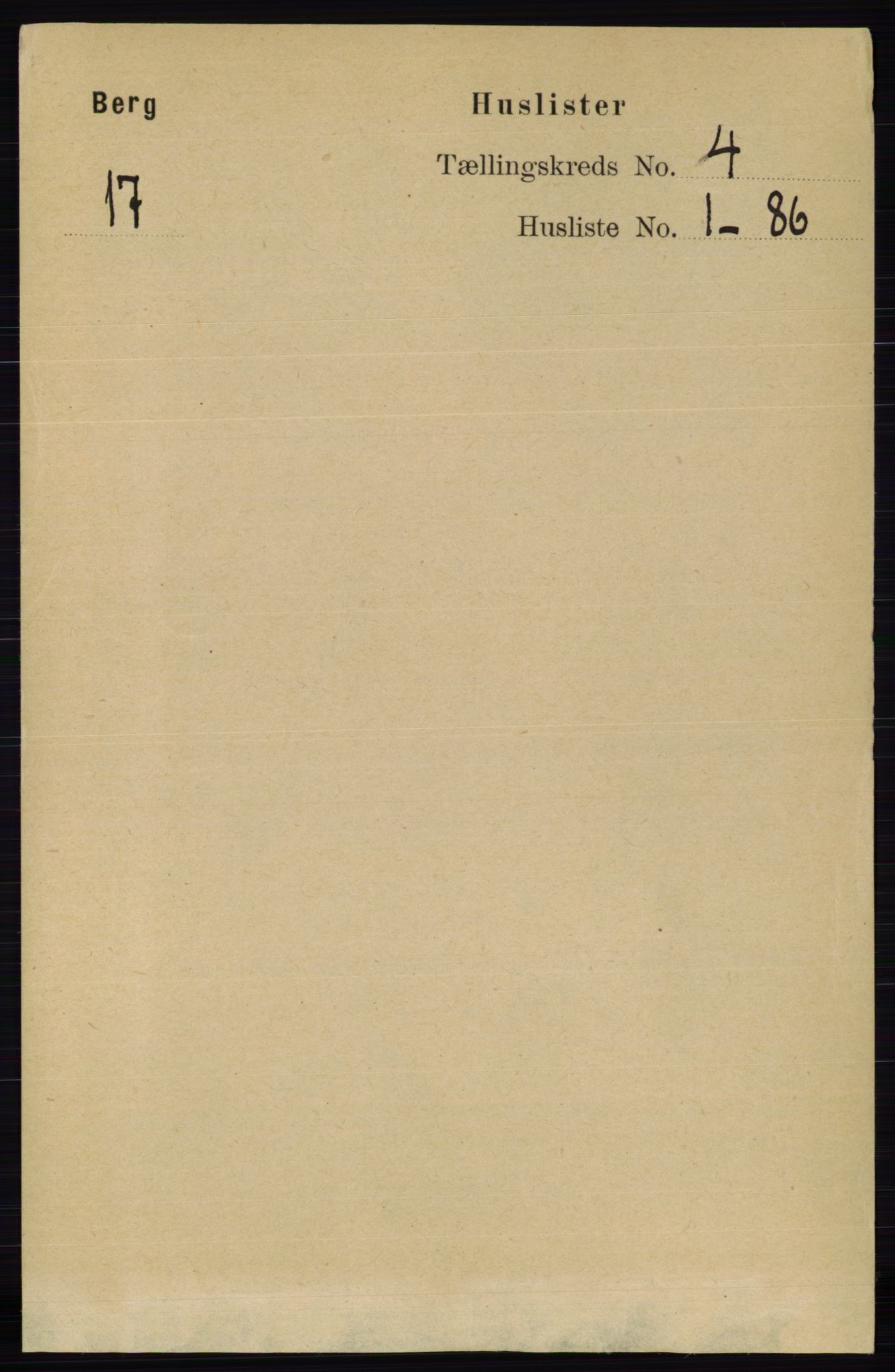 RA, 1891 census for 0116 Berg, 1891, p. 2724