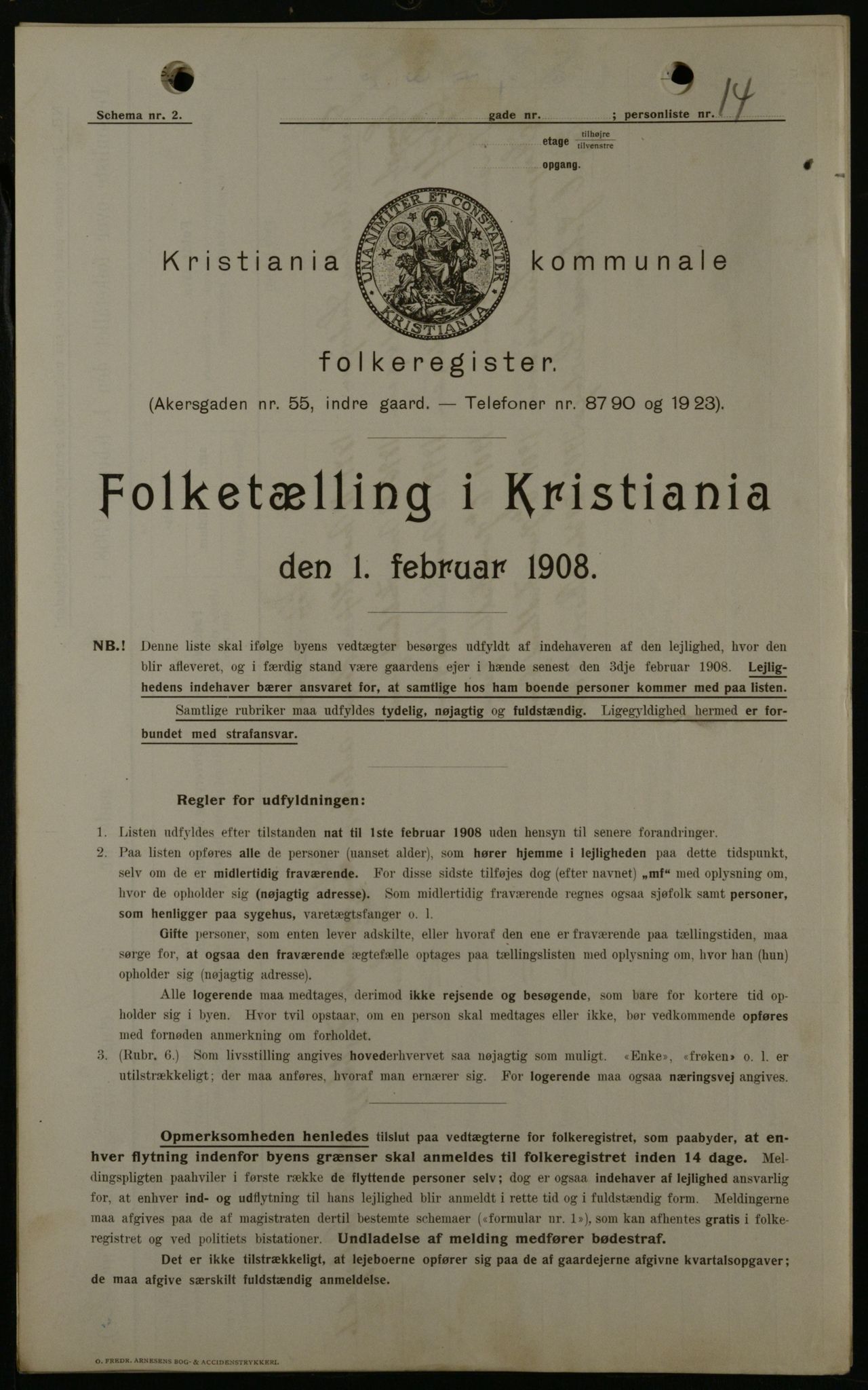 OBA, Municipal Census 1908 for Kristiania, 1908, p. 1927