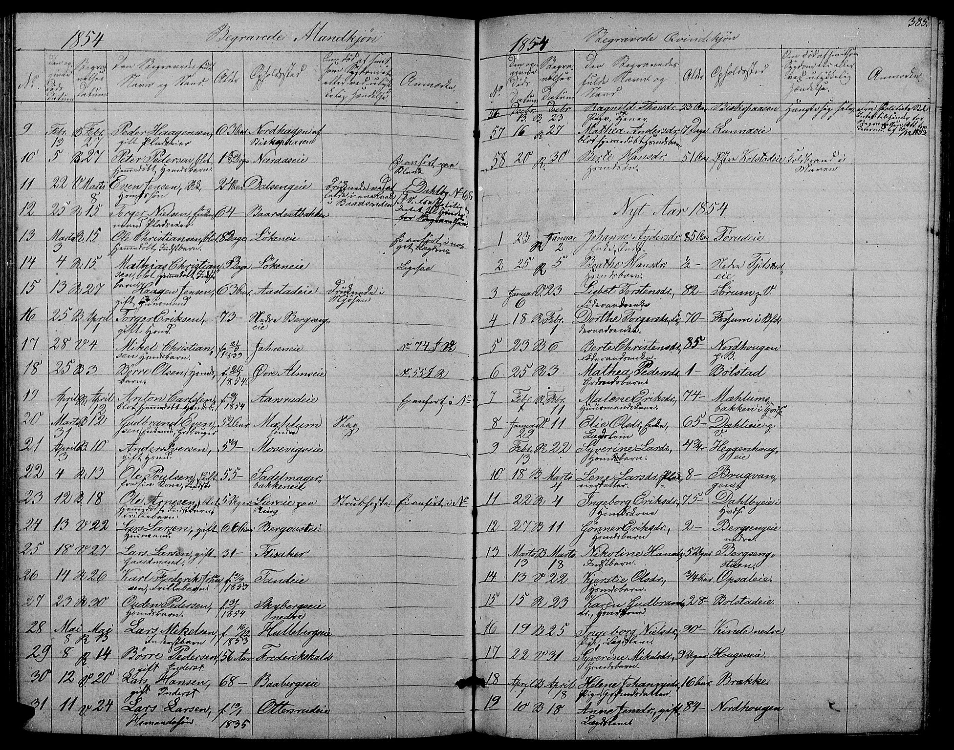 Ringsaker prestekontor, AV/SAH-PREST-014/L/La/L0006: Parish register (copy) no. 6, 1851-1860, p. 385