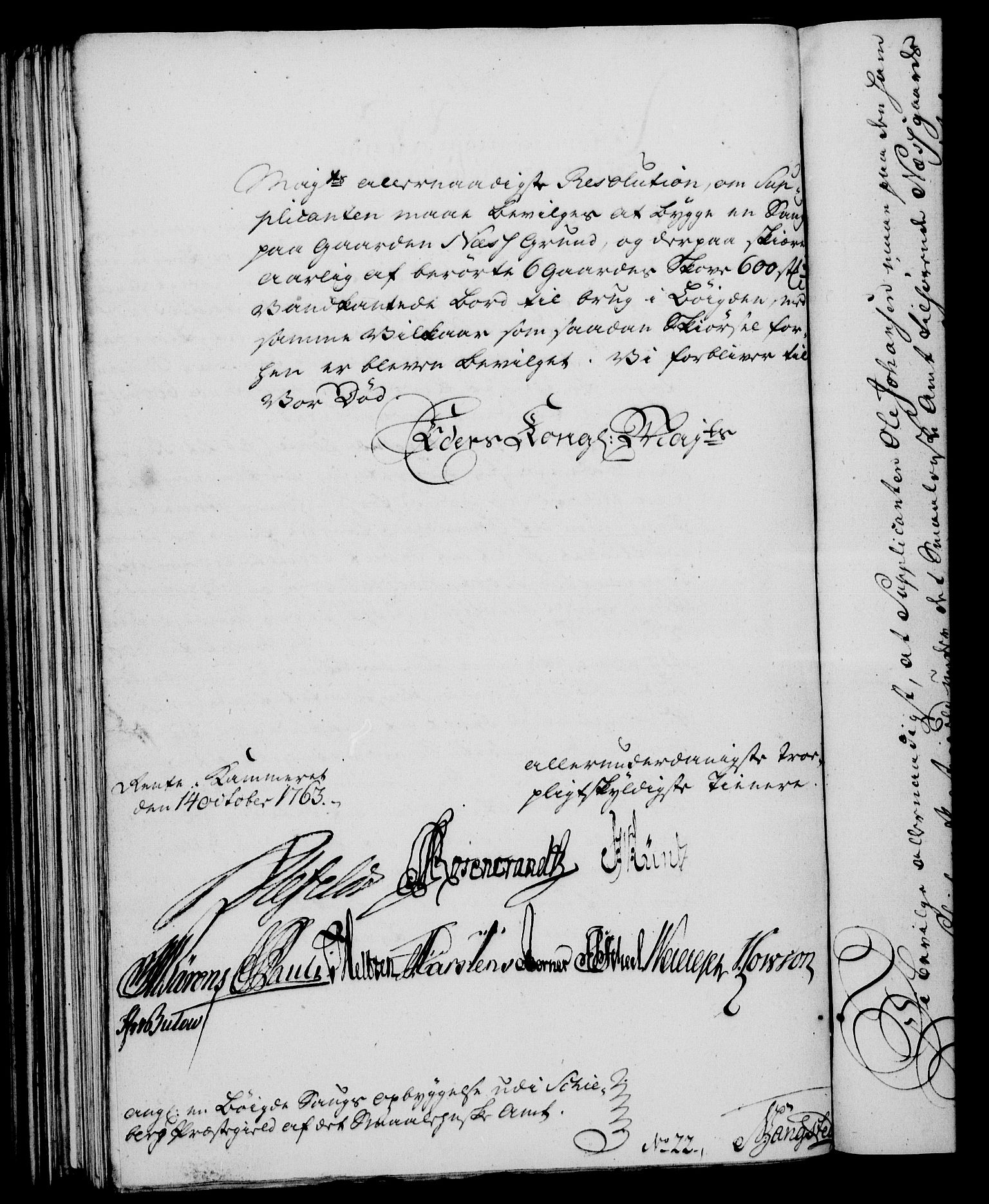 Rentekammeret, Kammerkanselliet, RA/EA-3111/G/Gf/Gfa/L0045: Norsk relasjons- og resolusjonsprotokoll (merket RK 52.45), 1763, p. 459