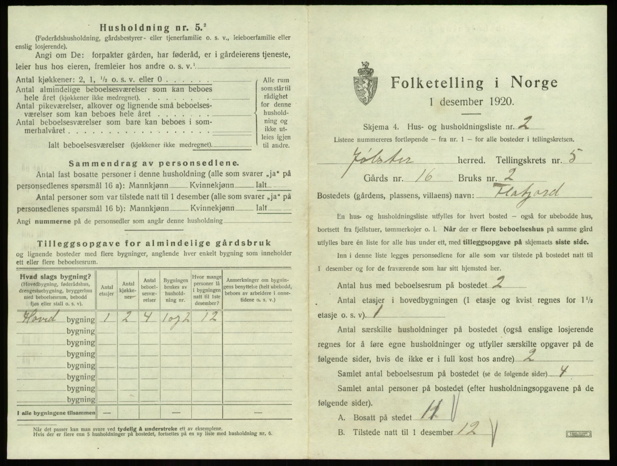 SAB, 1920 census for Jølster, 1920, p. 353