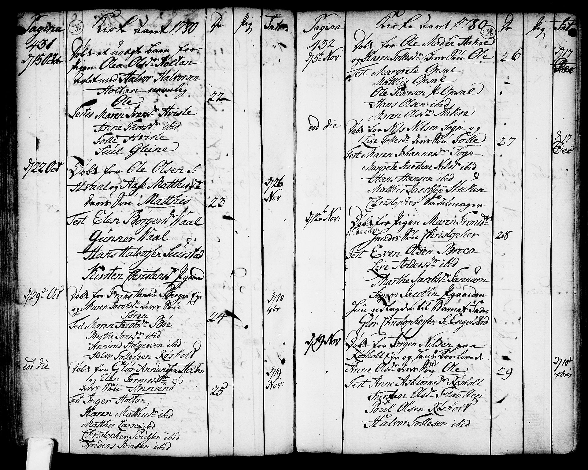 Lardal kirkebøker, AV/SAKO-A-350/F/Fa/L0003: Parish register (official) no. I 3, 1733-1815, p. 535-536