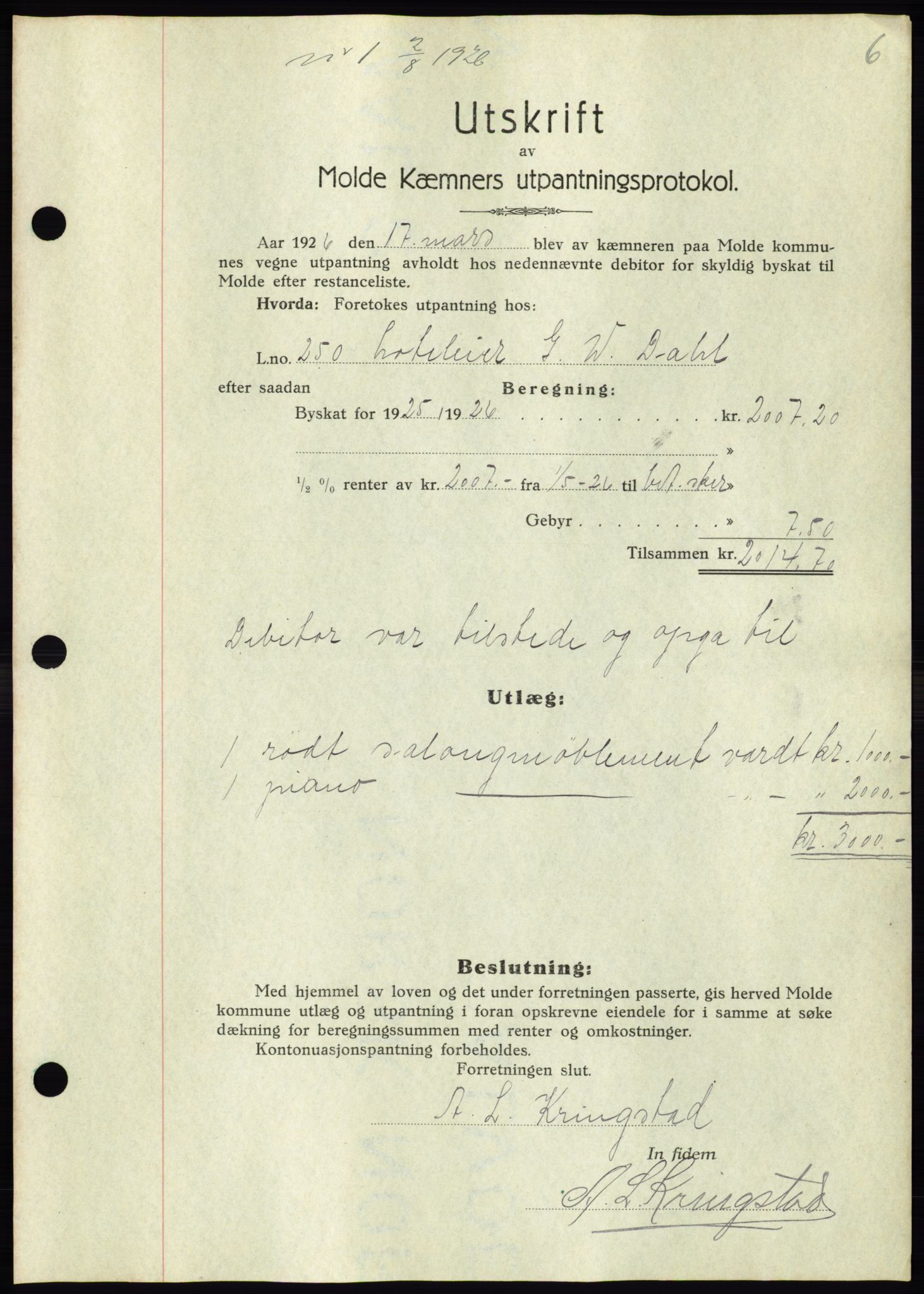 Molde byfogd, AV/SAT-A-0025/2/2C/L0011: Mortgage book no. 11, 1926-1932, Deed date: 02.08.1926